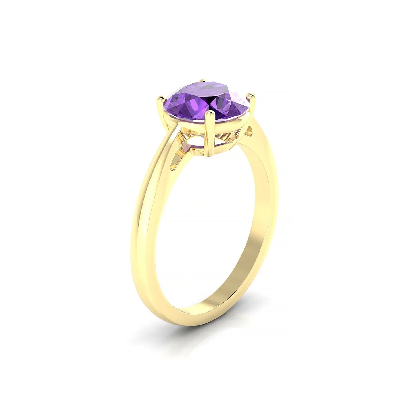 Zenith | 18k Yellow Gold 8 mm Round Amethyst Ring
