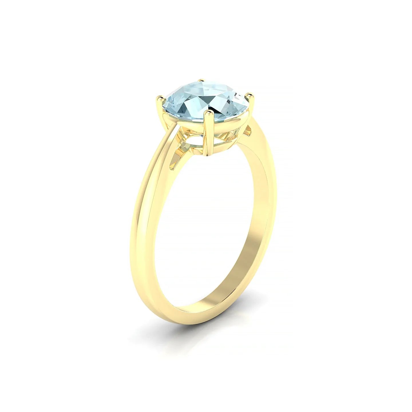 Zenith | 18k Yellow Gold 8 mm Round Aquamarine Ring