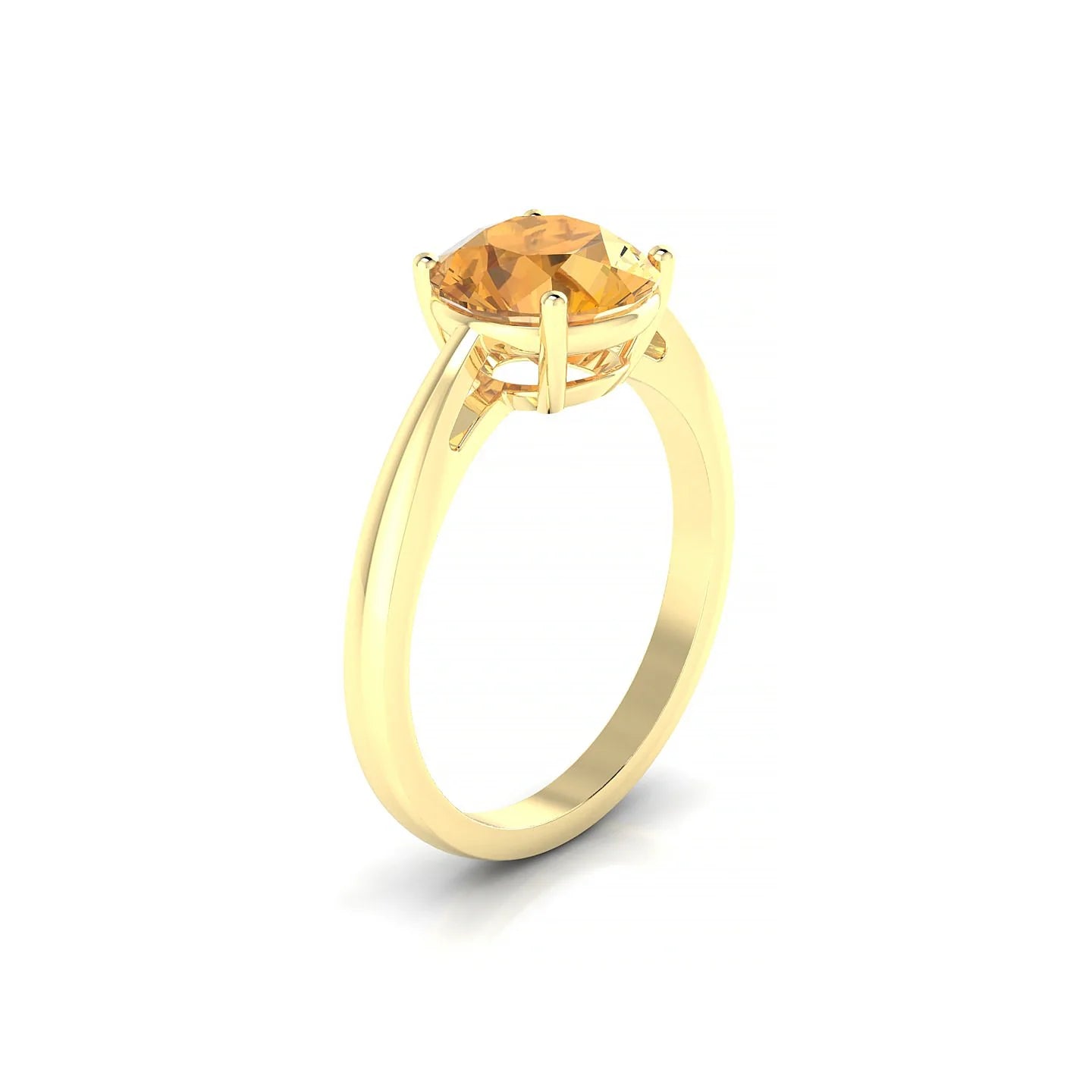 Zenith | 18k Yellow Gold 8 mm Round Citrine Ring