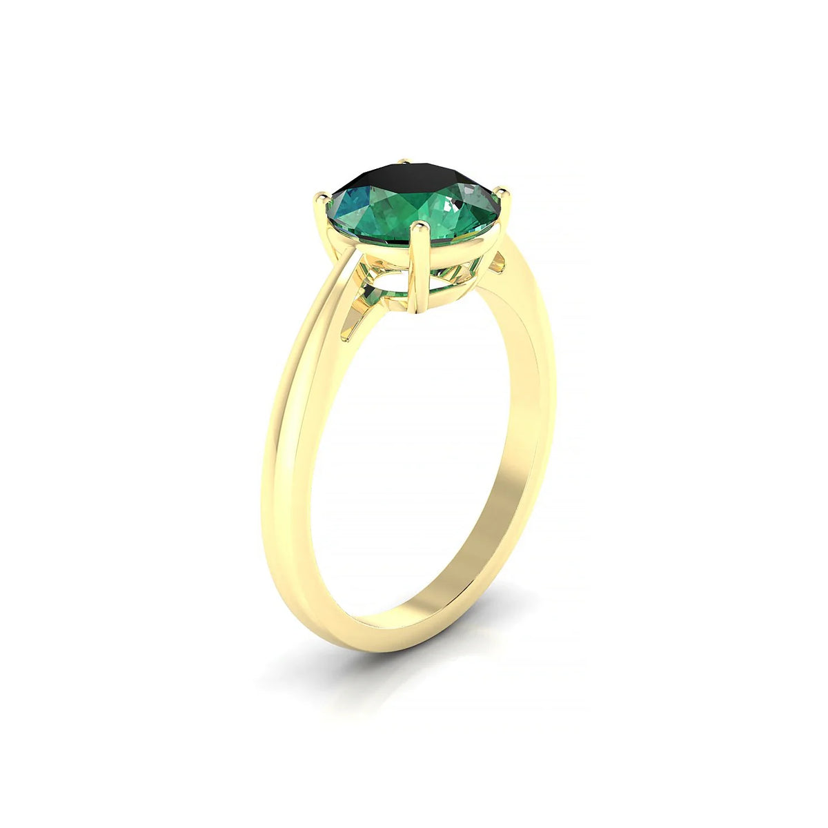 Zenith | 18k Yellow Gold 8 mm Round Emerald Ring