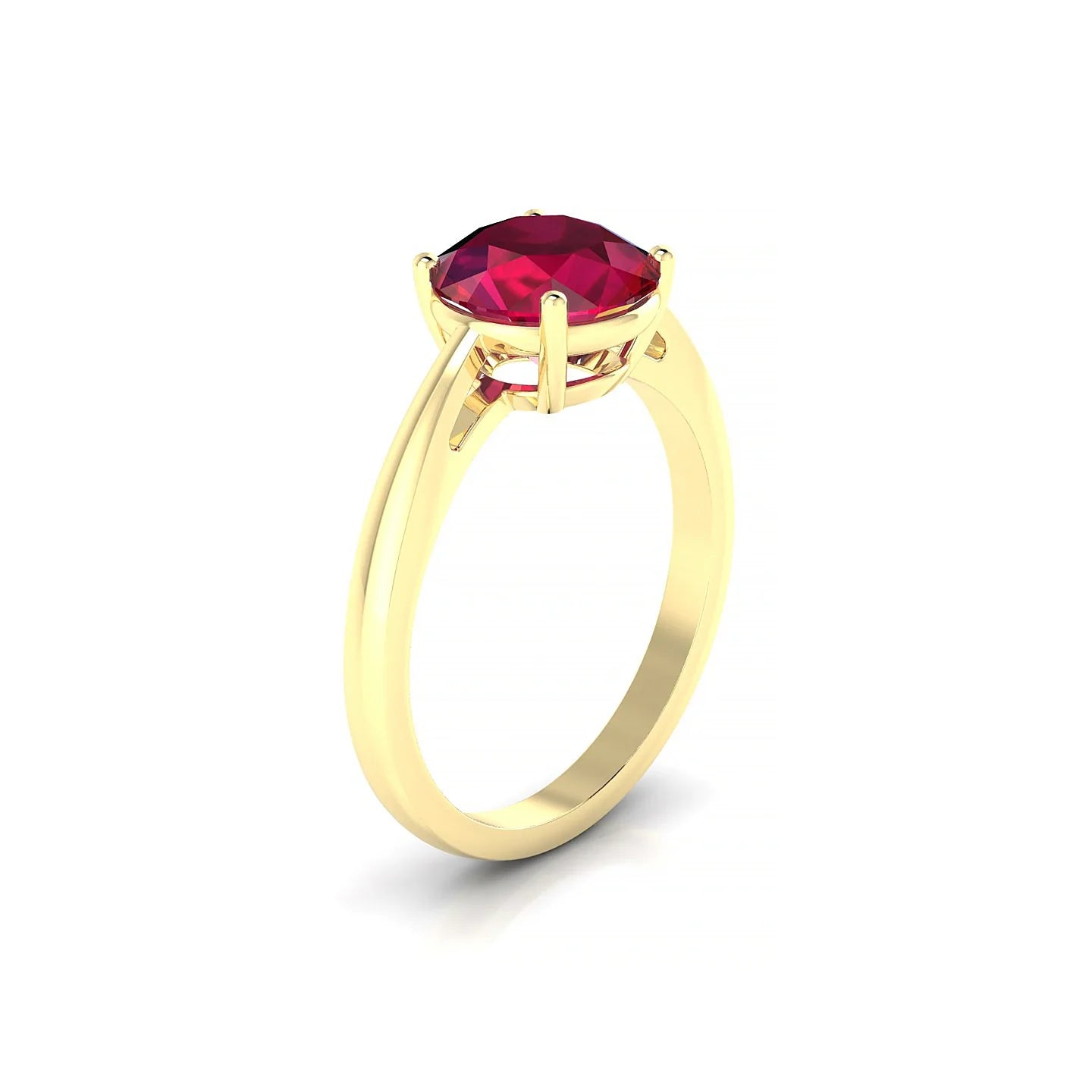 Zenith | 18k Yellow Gold 8 mm Round Ruby Ring