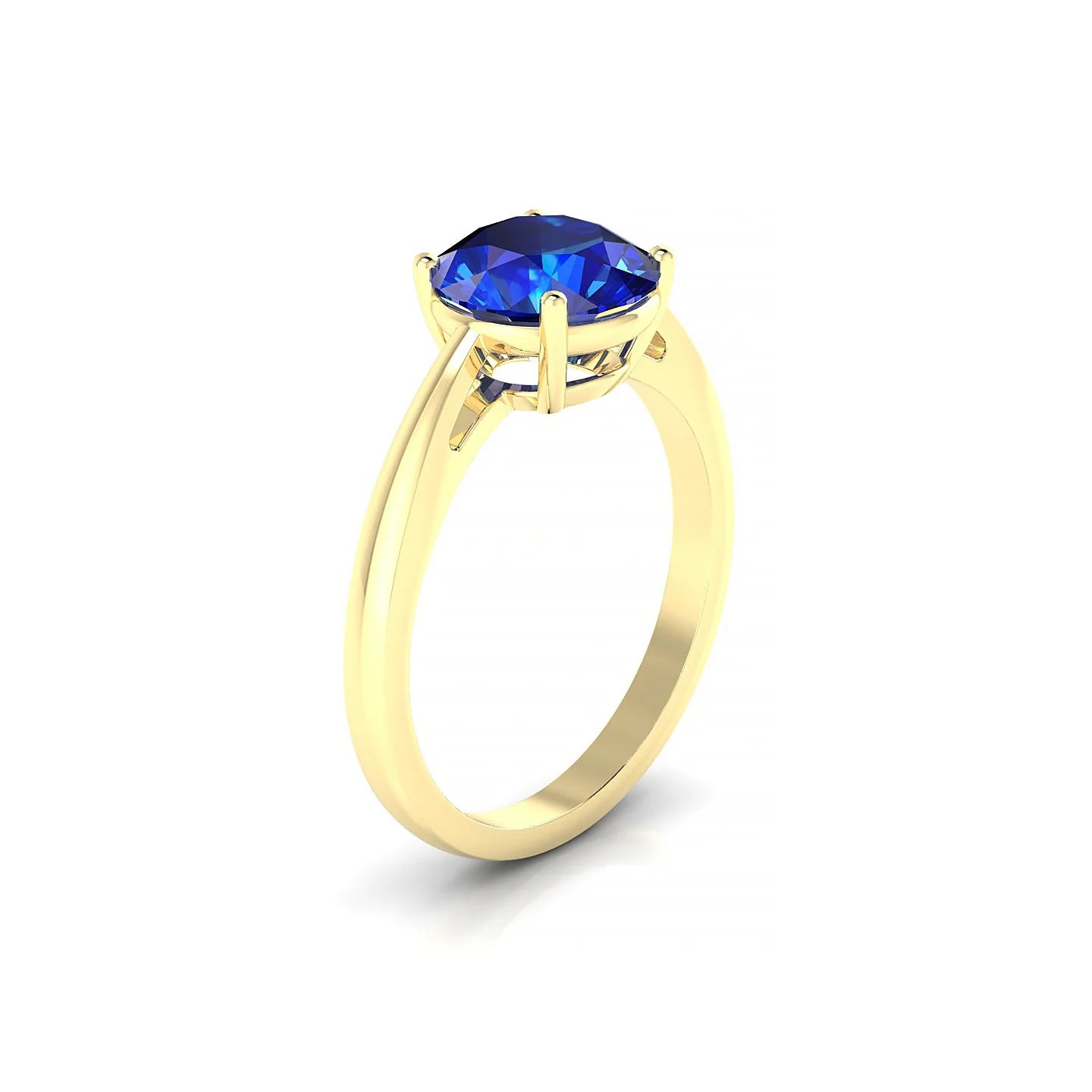 Zenith | 18k Yellow Gold 8 mm Round Sapphire Ring