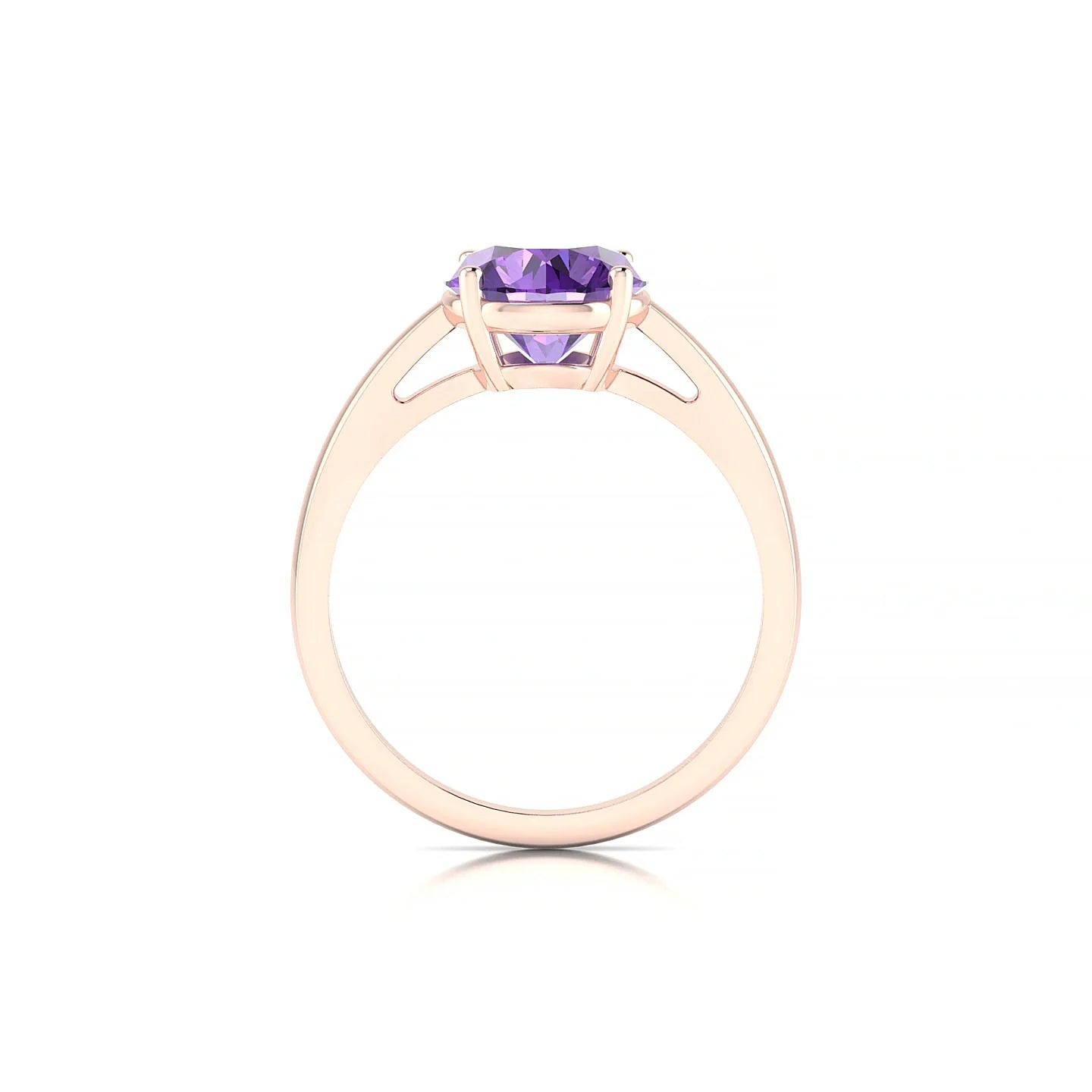 Zenith | 18k Rose Gold 8 mm Round Amethyst Ring