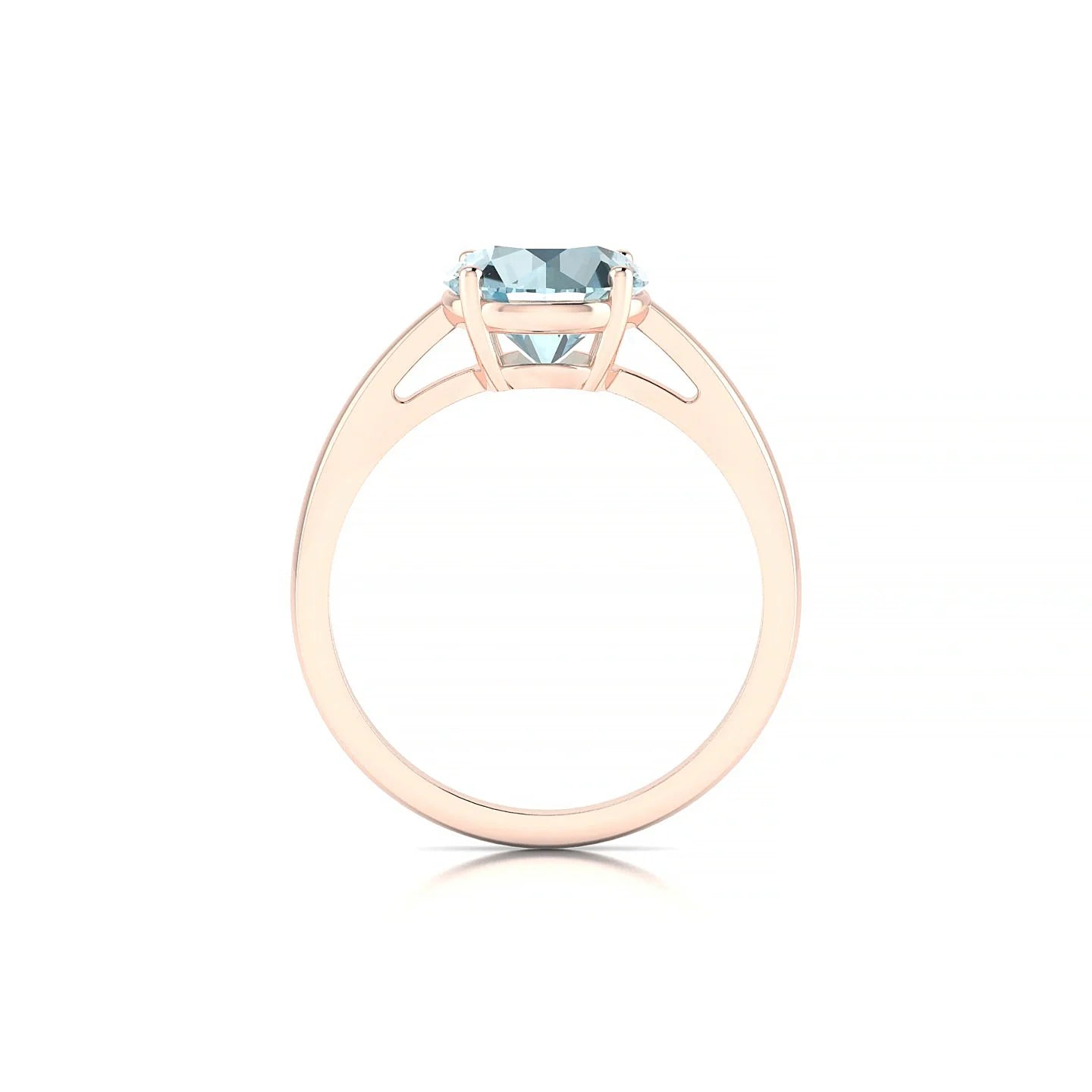 Zenith | 18k Rose Gold 8 mm Round Aquamarine Ring