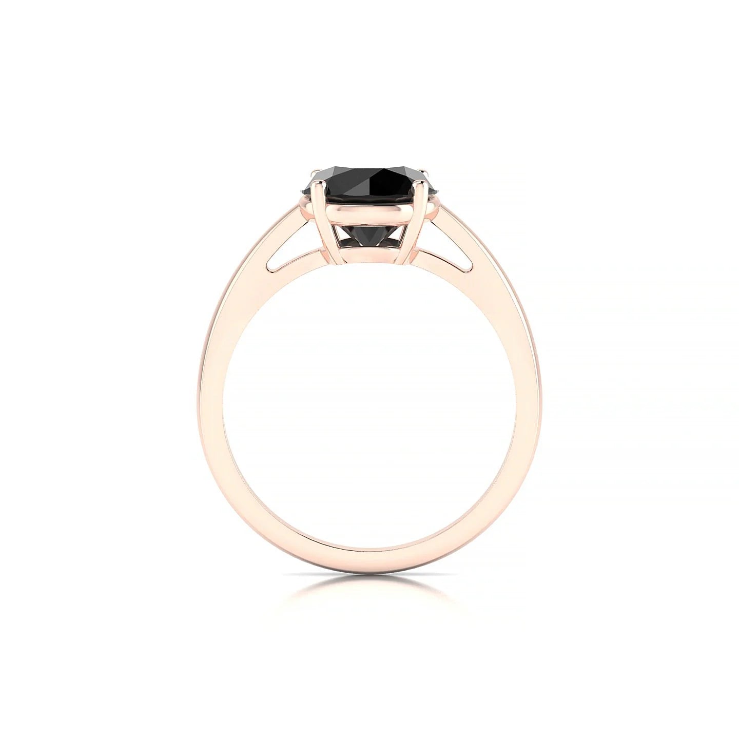 Zenith | 18k Rose Gold 8 mm Round Black Diamond Ring
