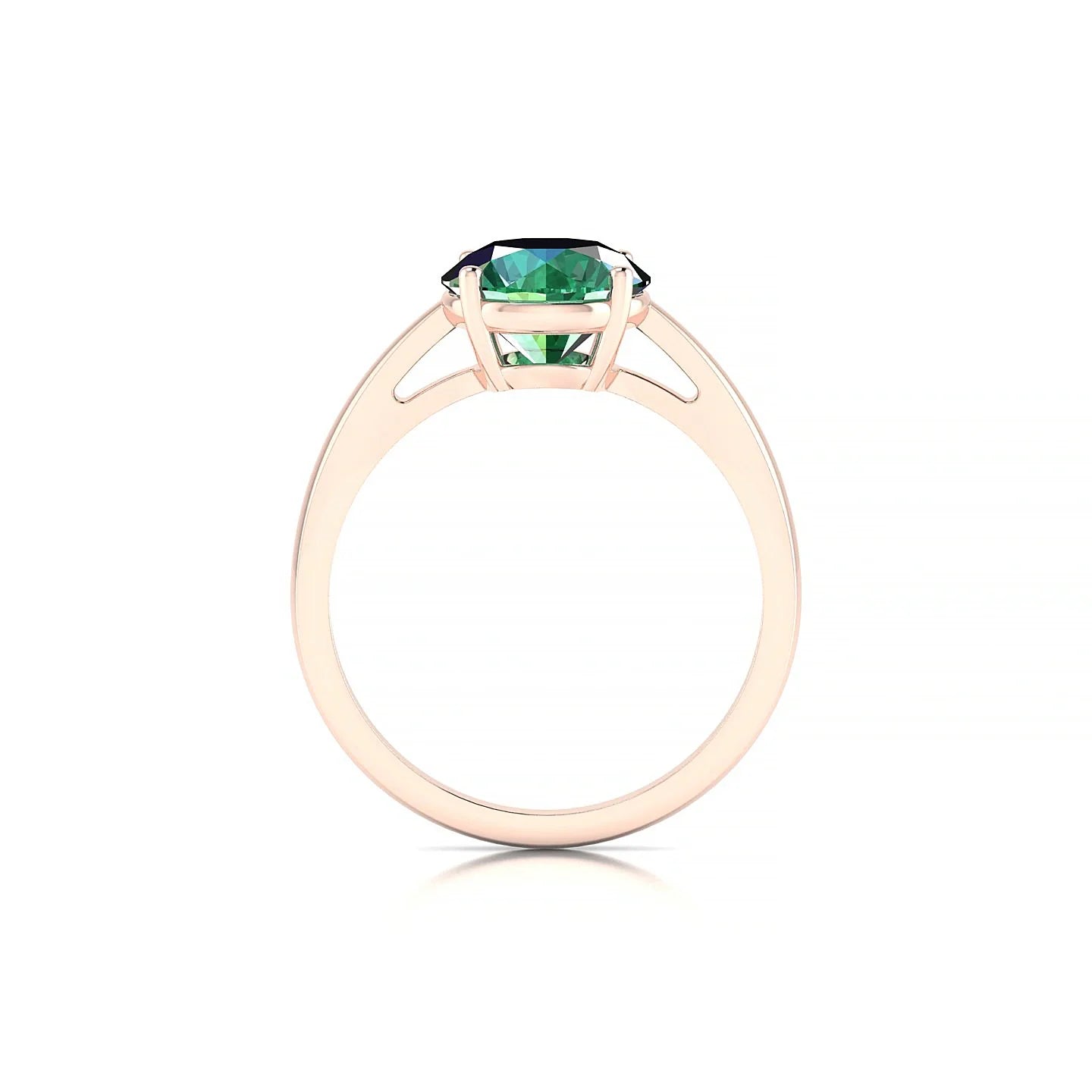 Zenith | 18k Rose Gold 8 mm Round Emerald Ring