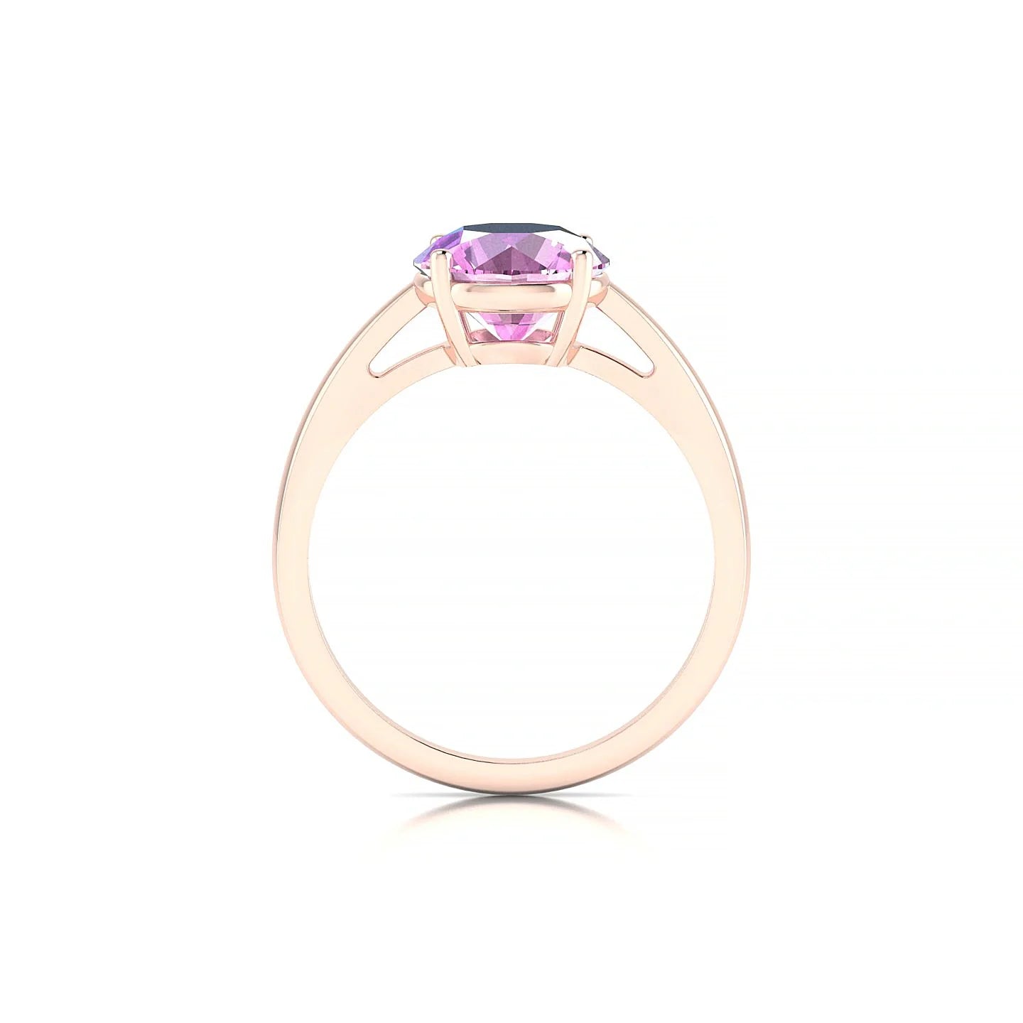 Zenith | 18k Rose Gold 8 mm Round Pink Sapphire Ring