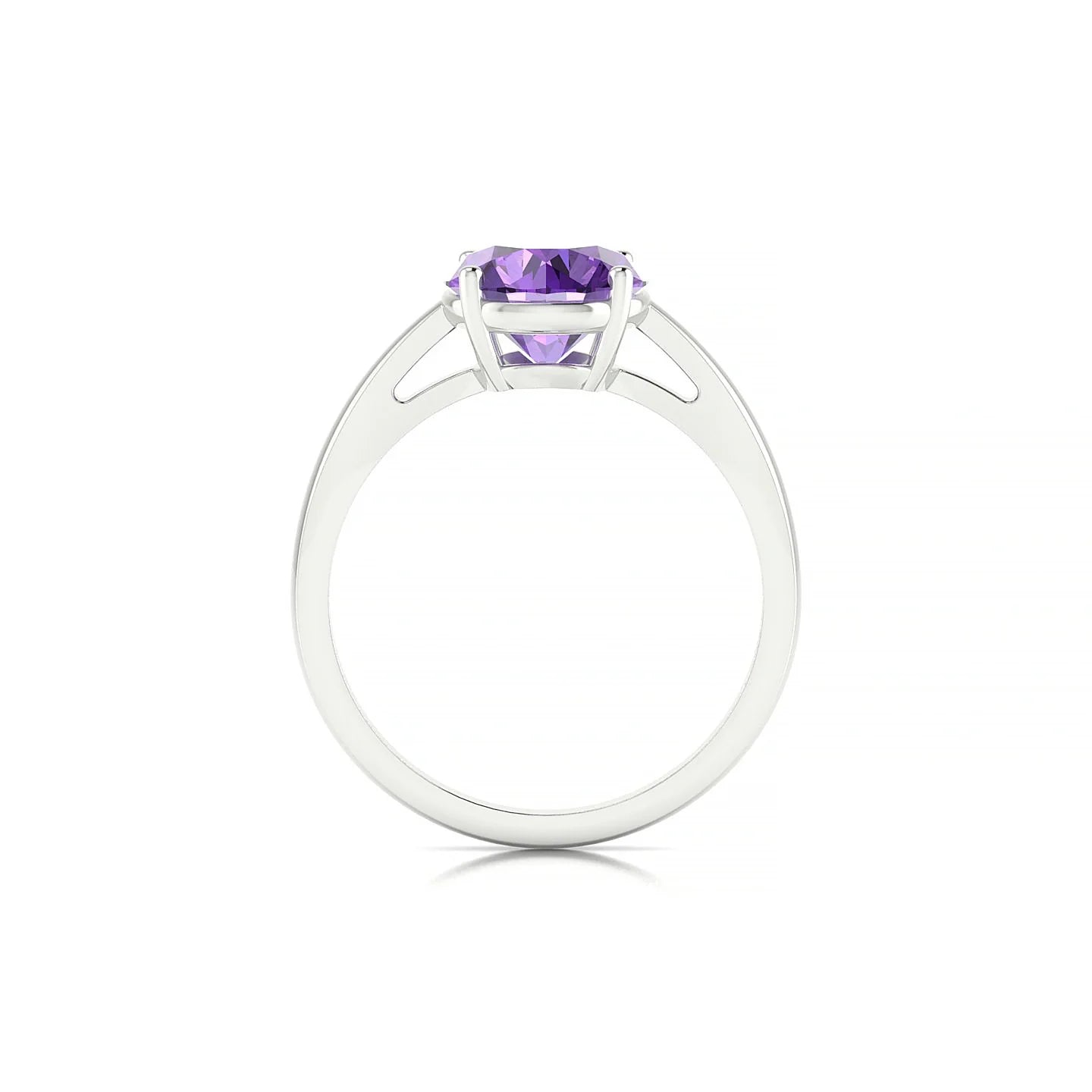 Zenith | 18k White Gold 8 mm Round Amethyst Ring