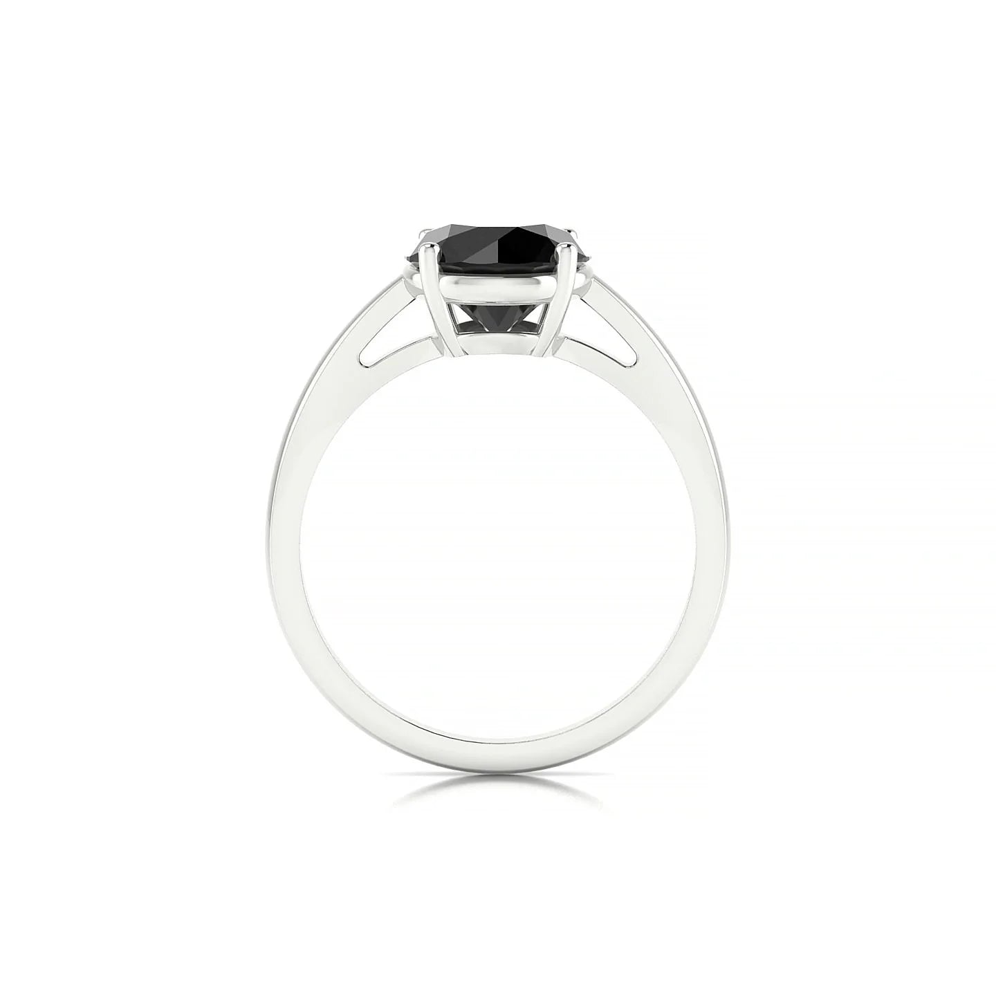 Zenith | 18k White Gold 8 mm Round Black Diamond Ring