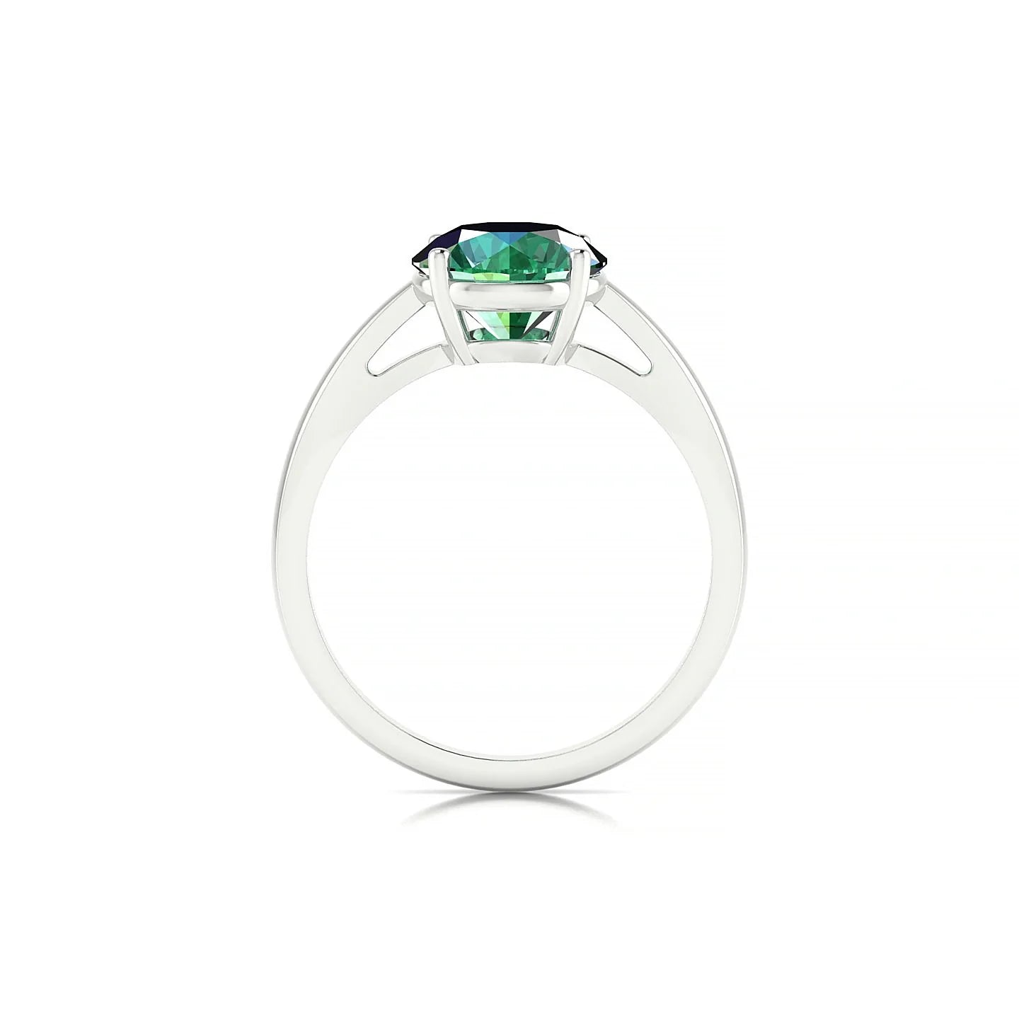 Zenith | 18k White Gold 8 mm Round Emerald Ring
