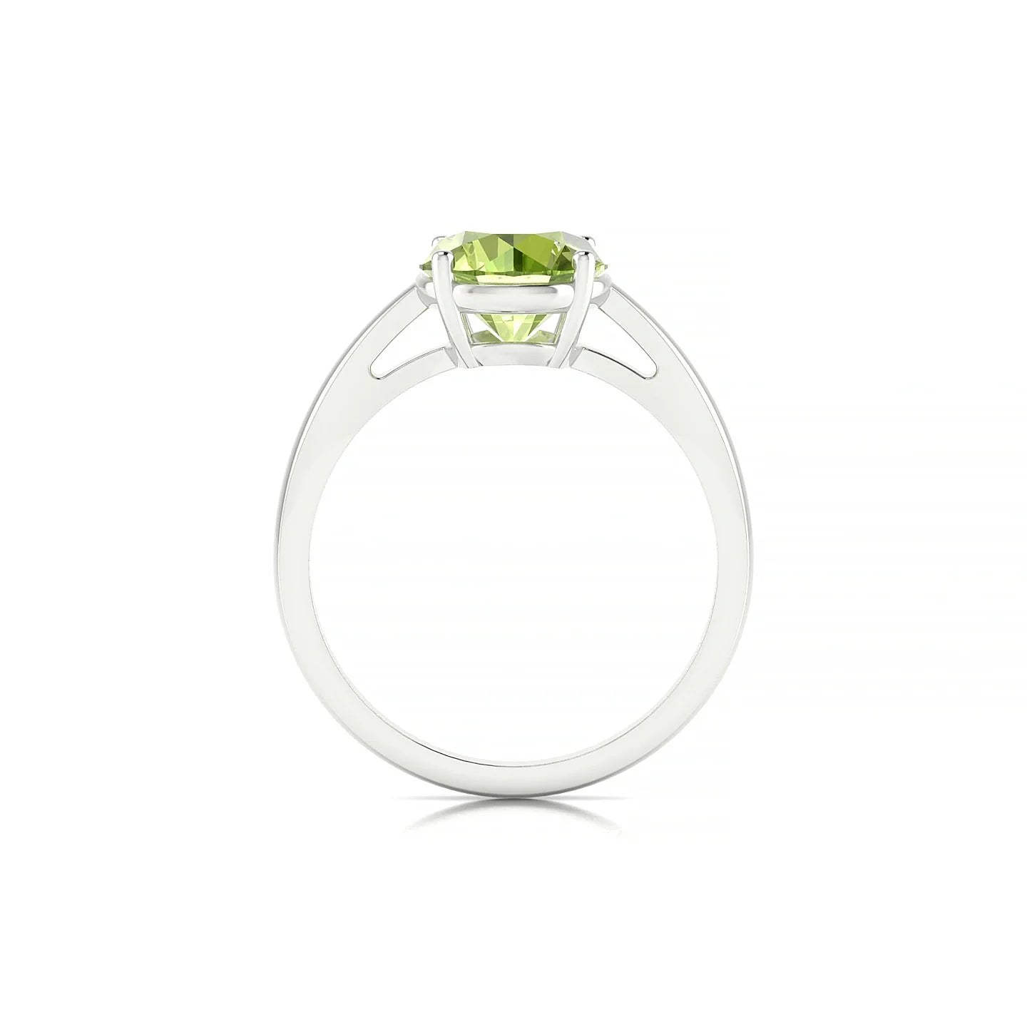 Zenith | 18k White Gold 8 mm Round Peridot Ring