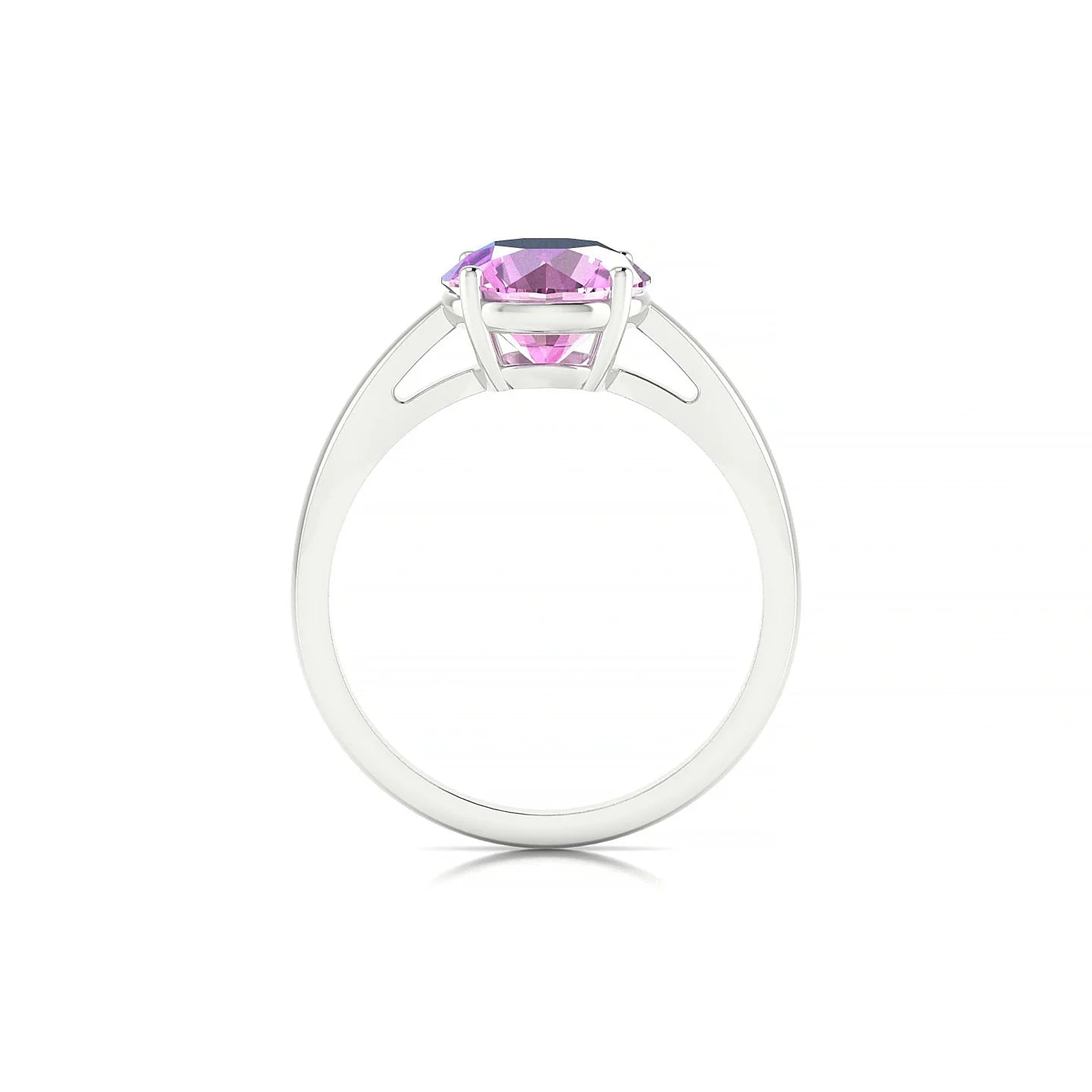 Zenith | 18k White Gold 8 mm Round Pink Sapphire Ring