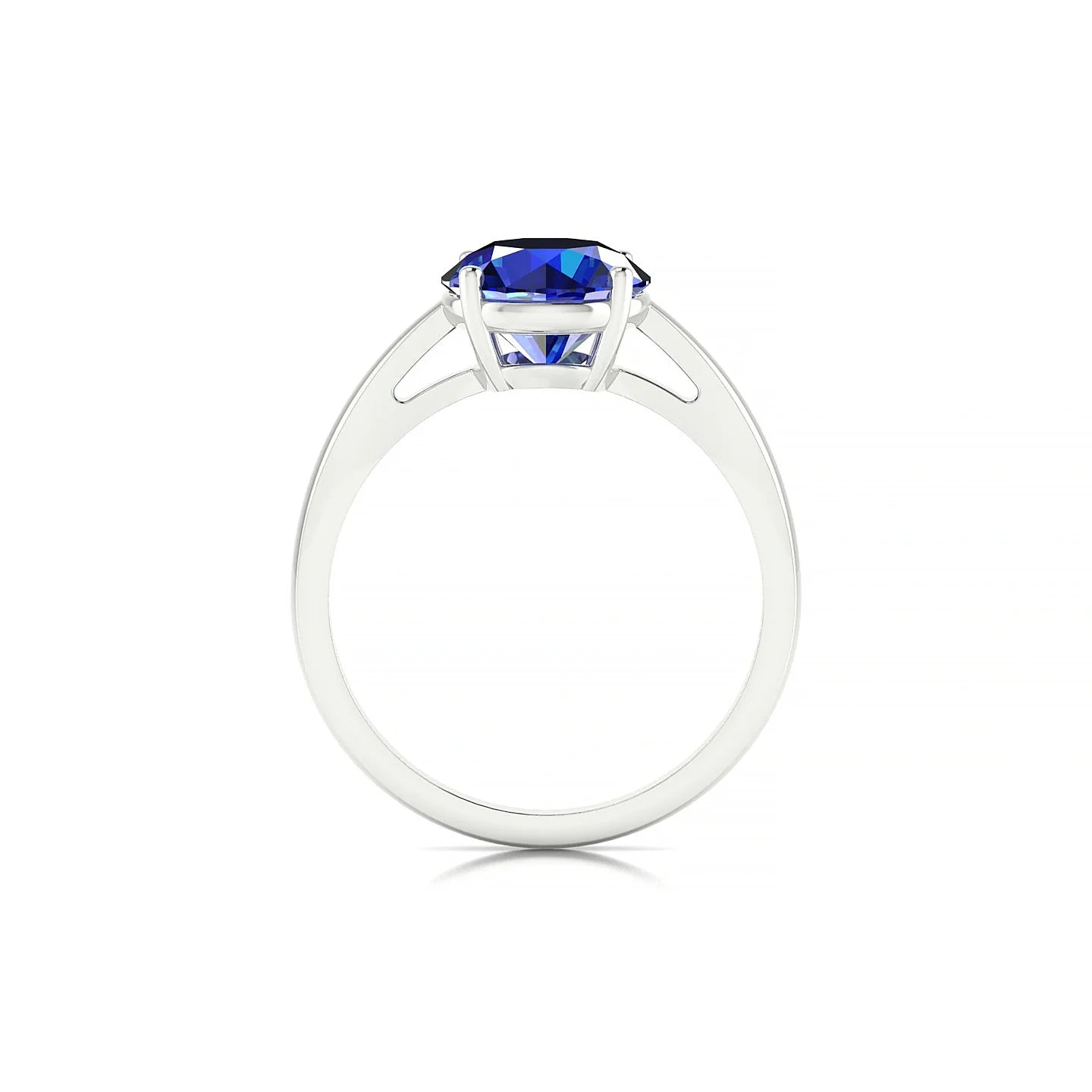 Zenith | 18k White Gold 8 mm Round Sapphire Ring
