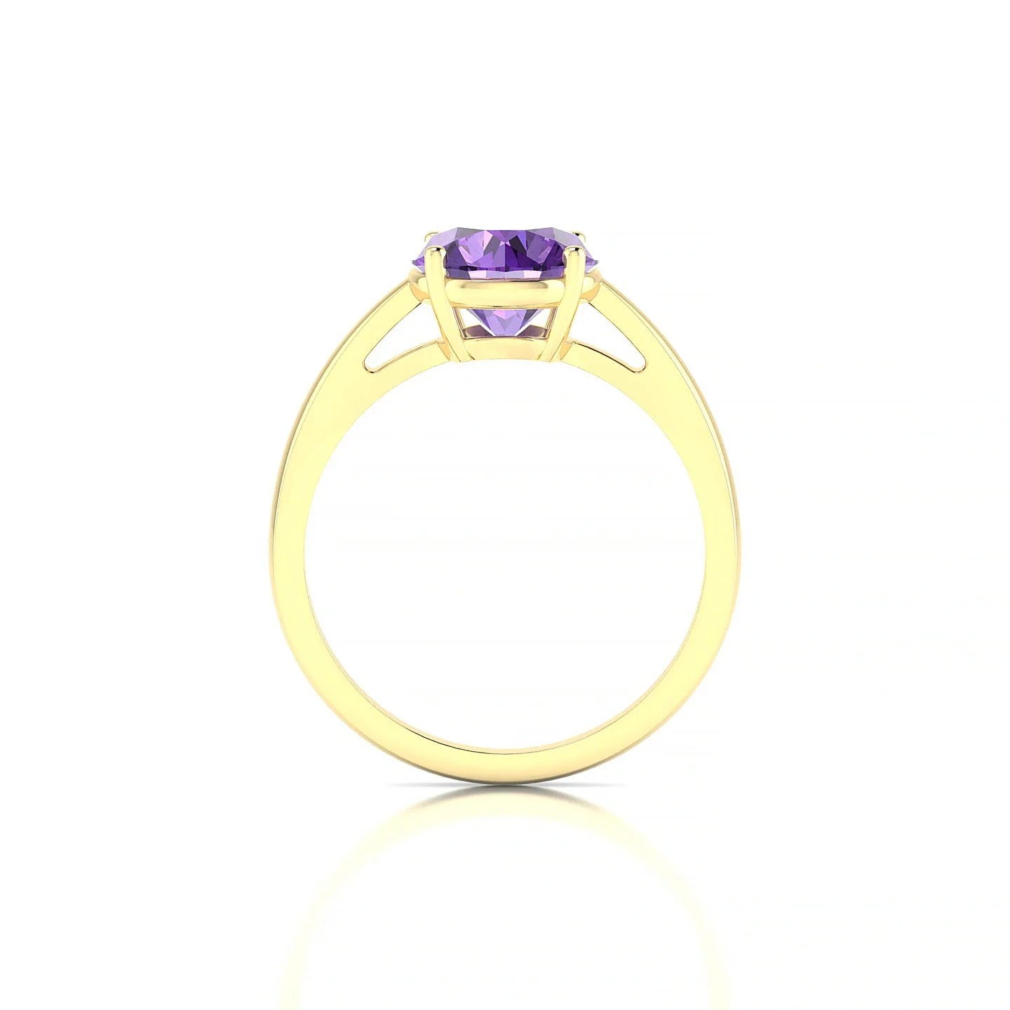 Zenith | 18k Yellow Gold 8 mm Round Amethyst Ring