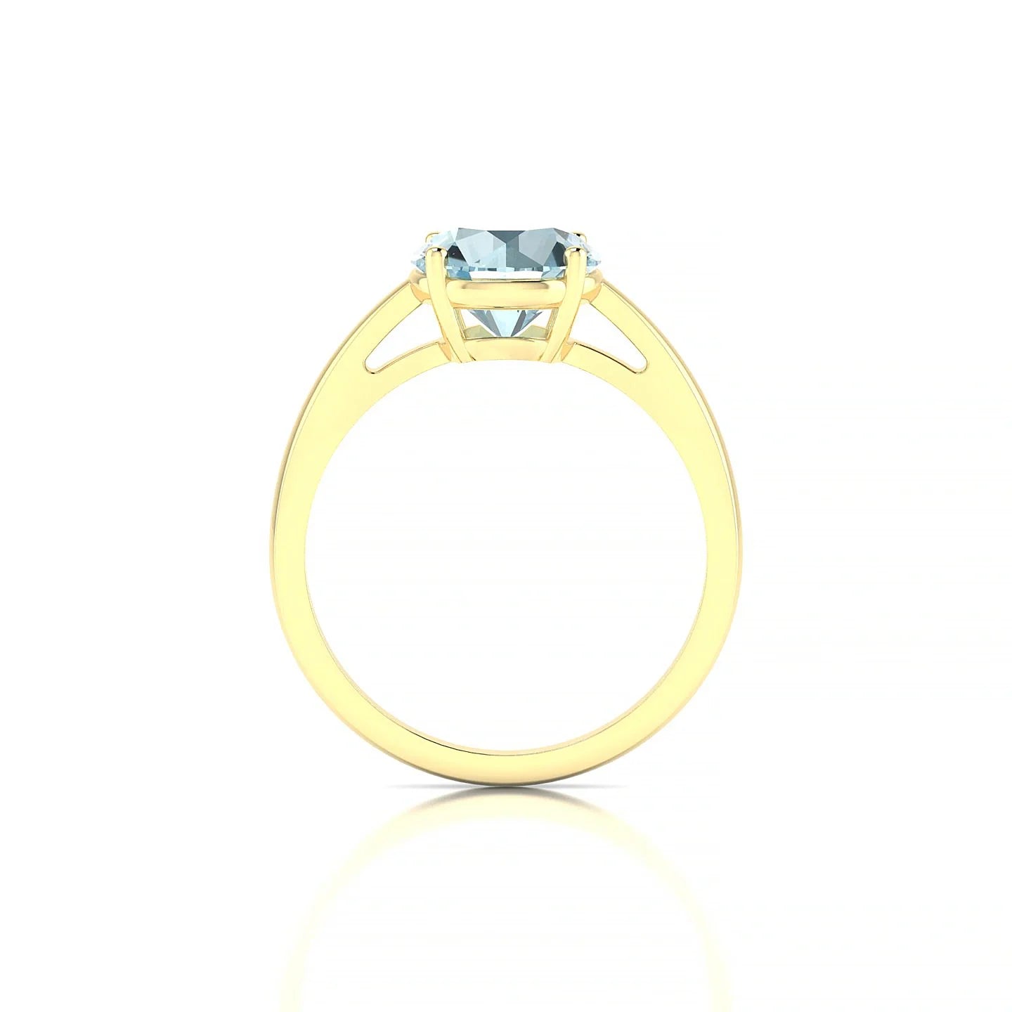 Zenith | 18k Yellow Gold 8 mm Round Aquamarine Ring