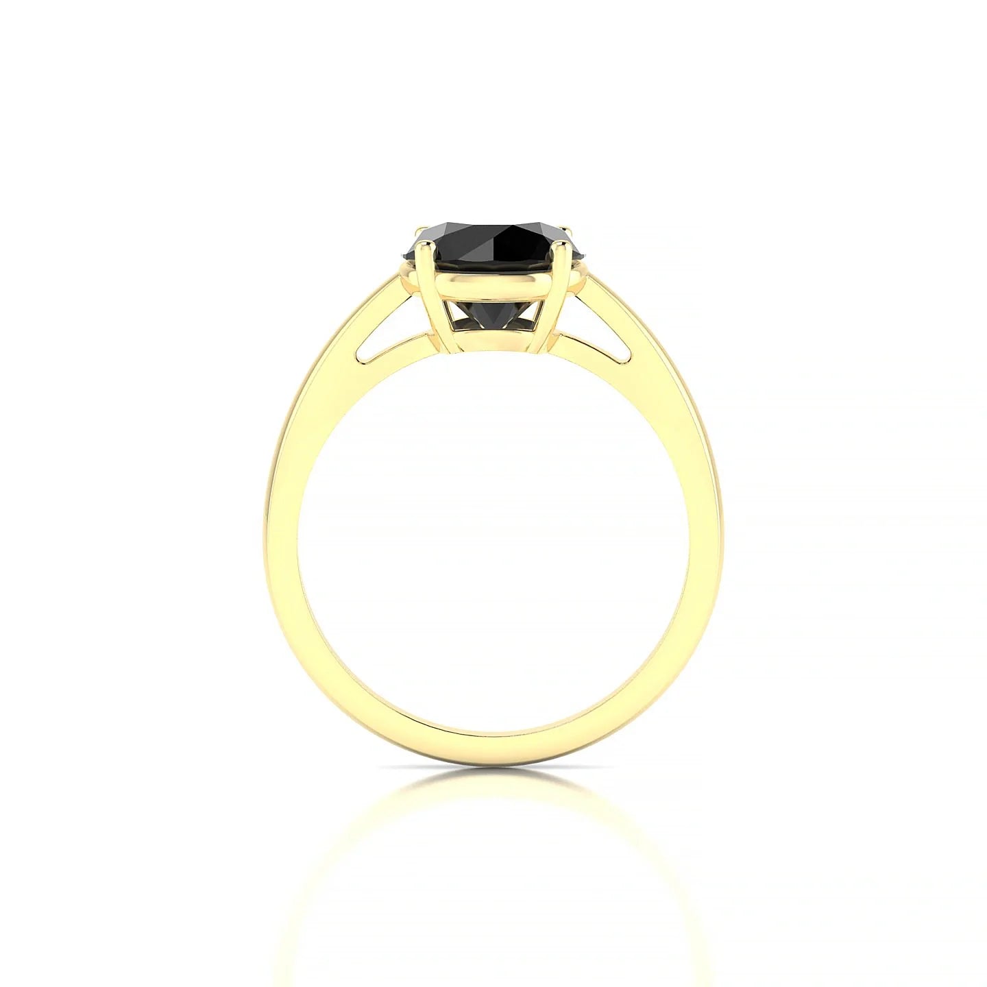 Zenith | 18k Yellow Gold 8 mm Round Black Diamond Ring