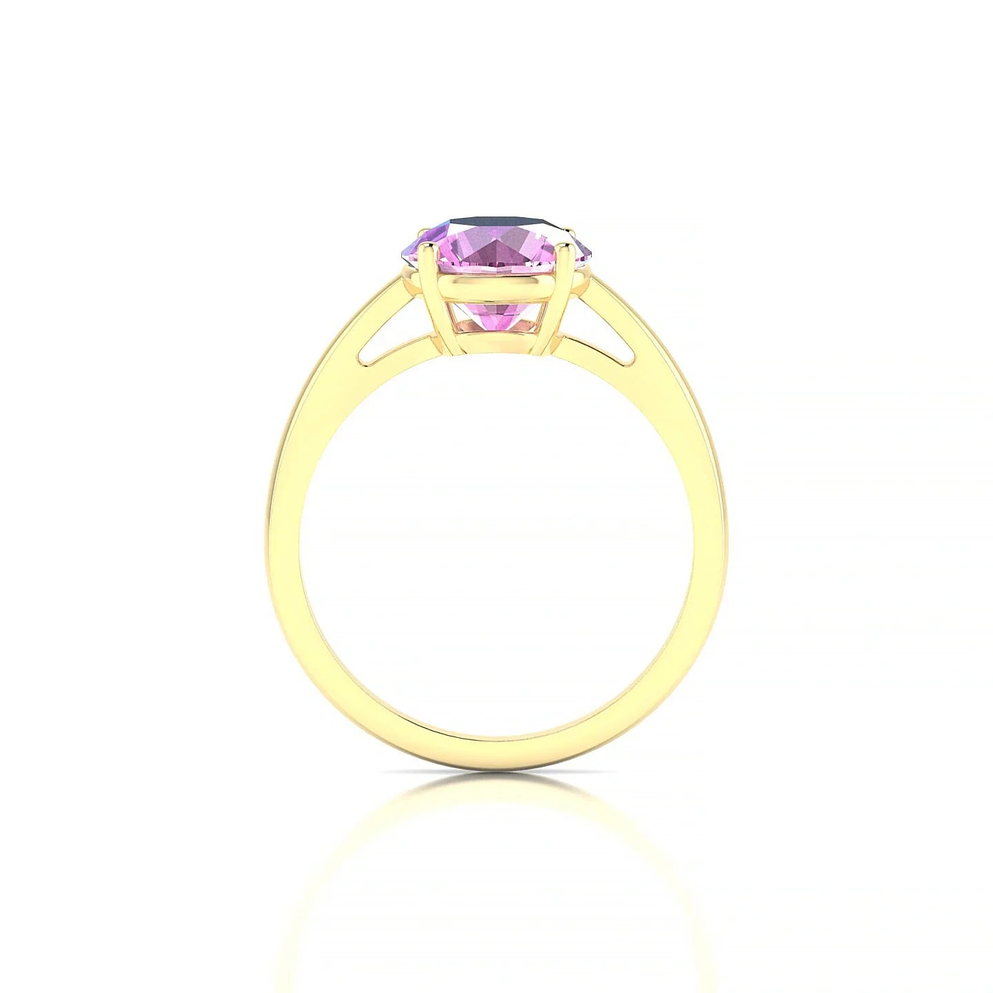 Zenith | 18k Yellow Gold 8 mm Round Pink Sapphire Ring