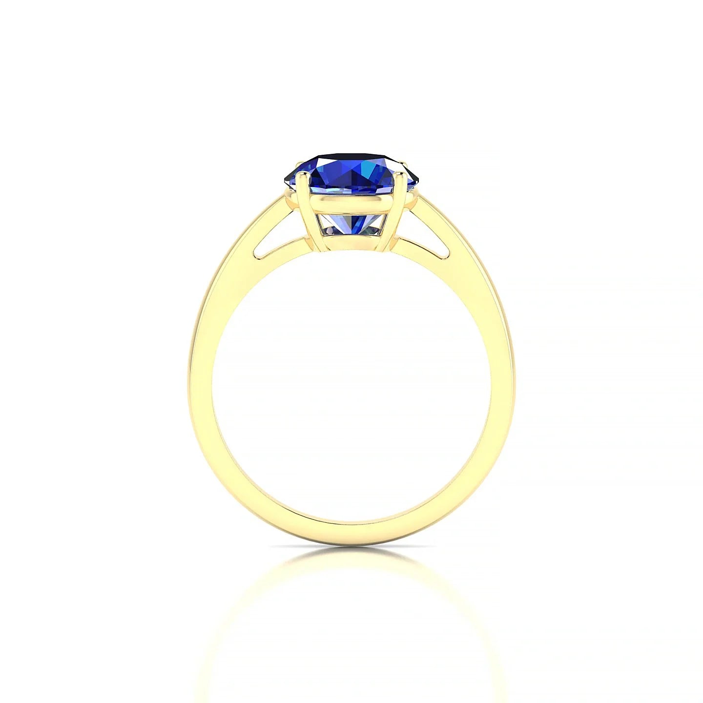 Zenith | 18k Yellow Gold 8 mm Round Sapphire Ring
