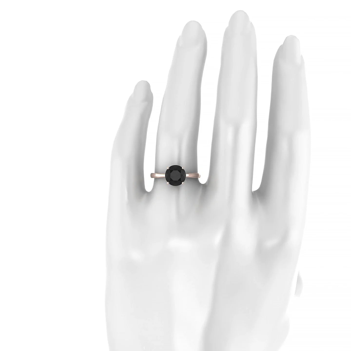 Zenith | 18k Rose Gold 8 mm Round Black Diamond Ring