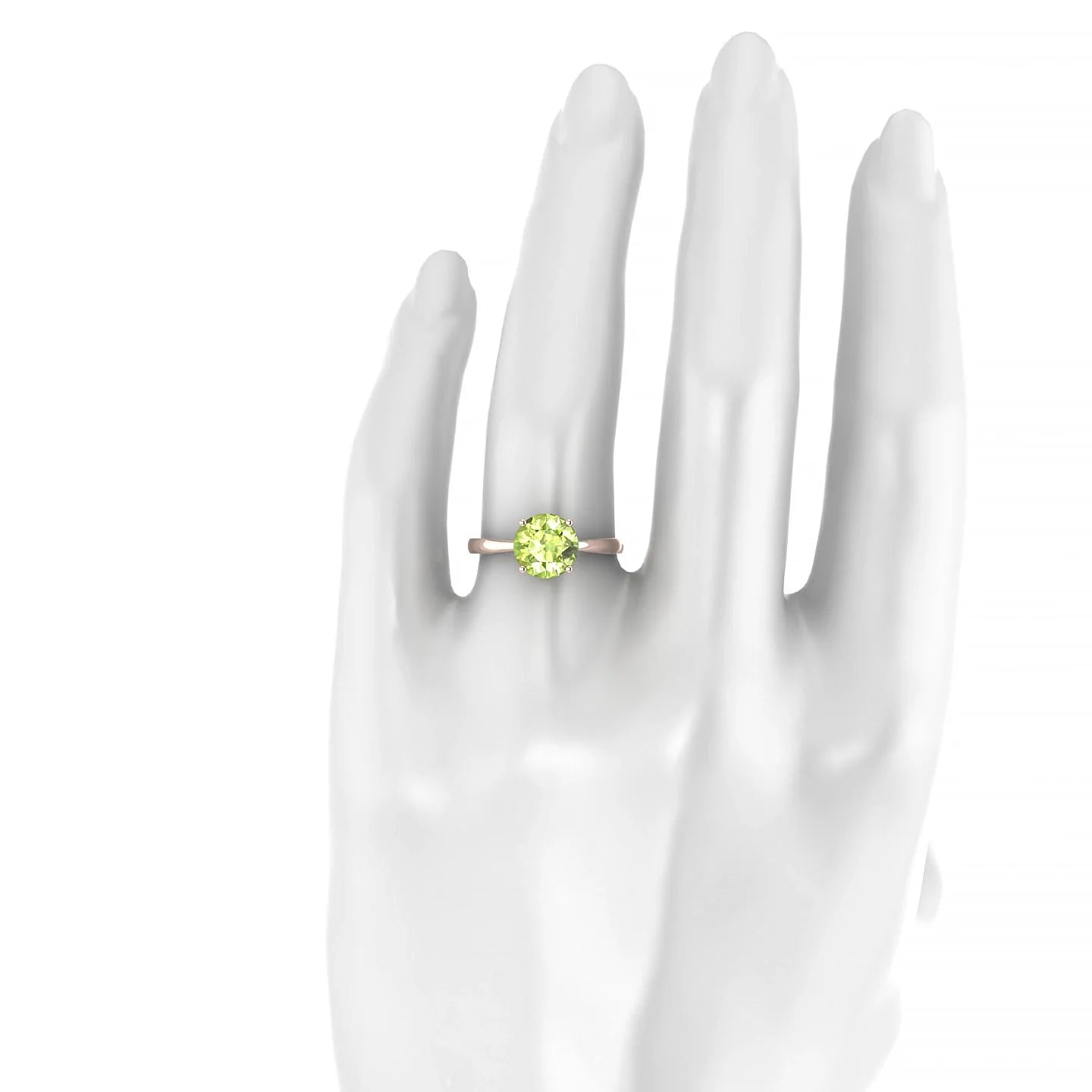 Zenith | 18k Rose Gold 8 mm Round Peridot Ring
