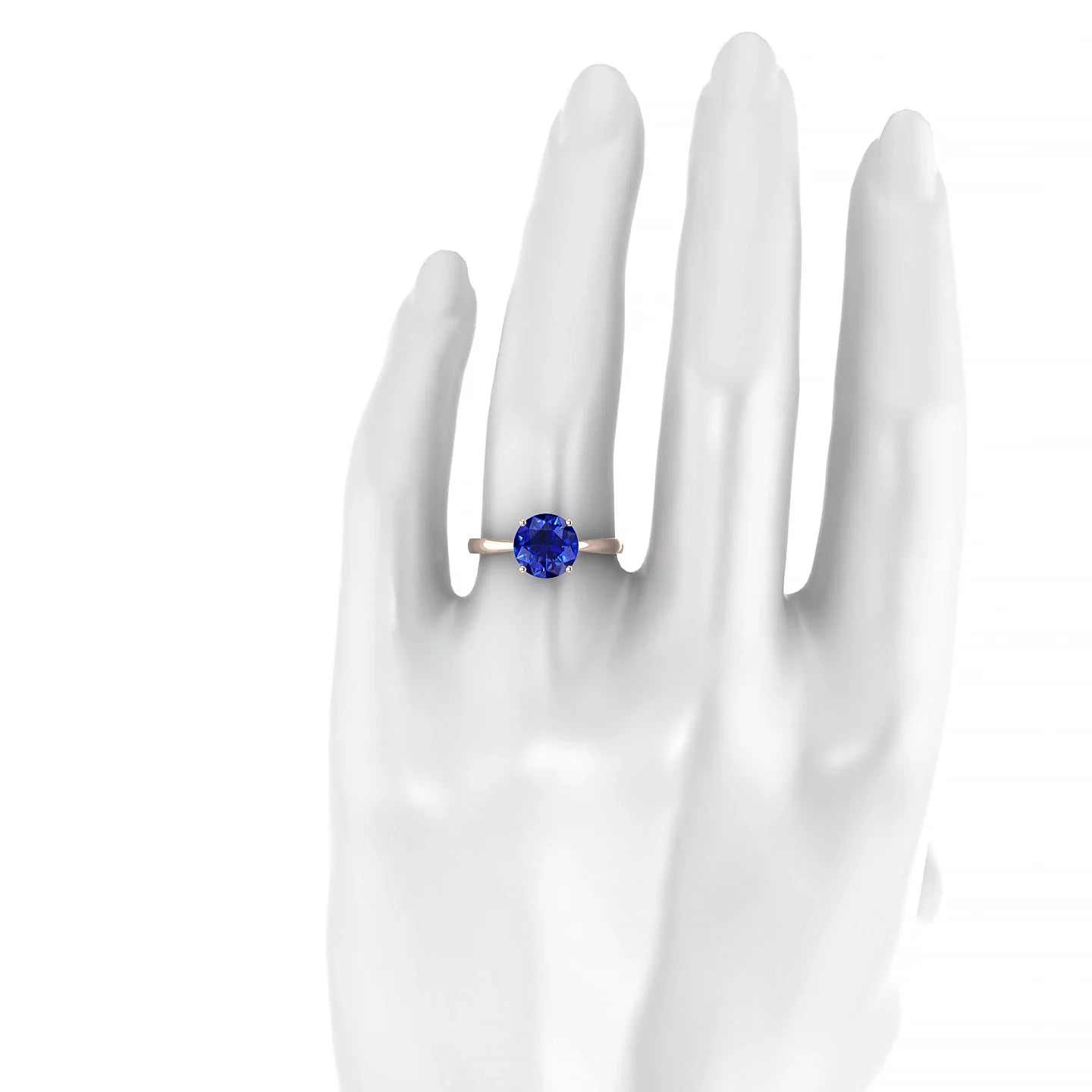Zenith | 18k Rose Gold 8 mm Round Sapphire Ring