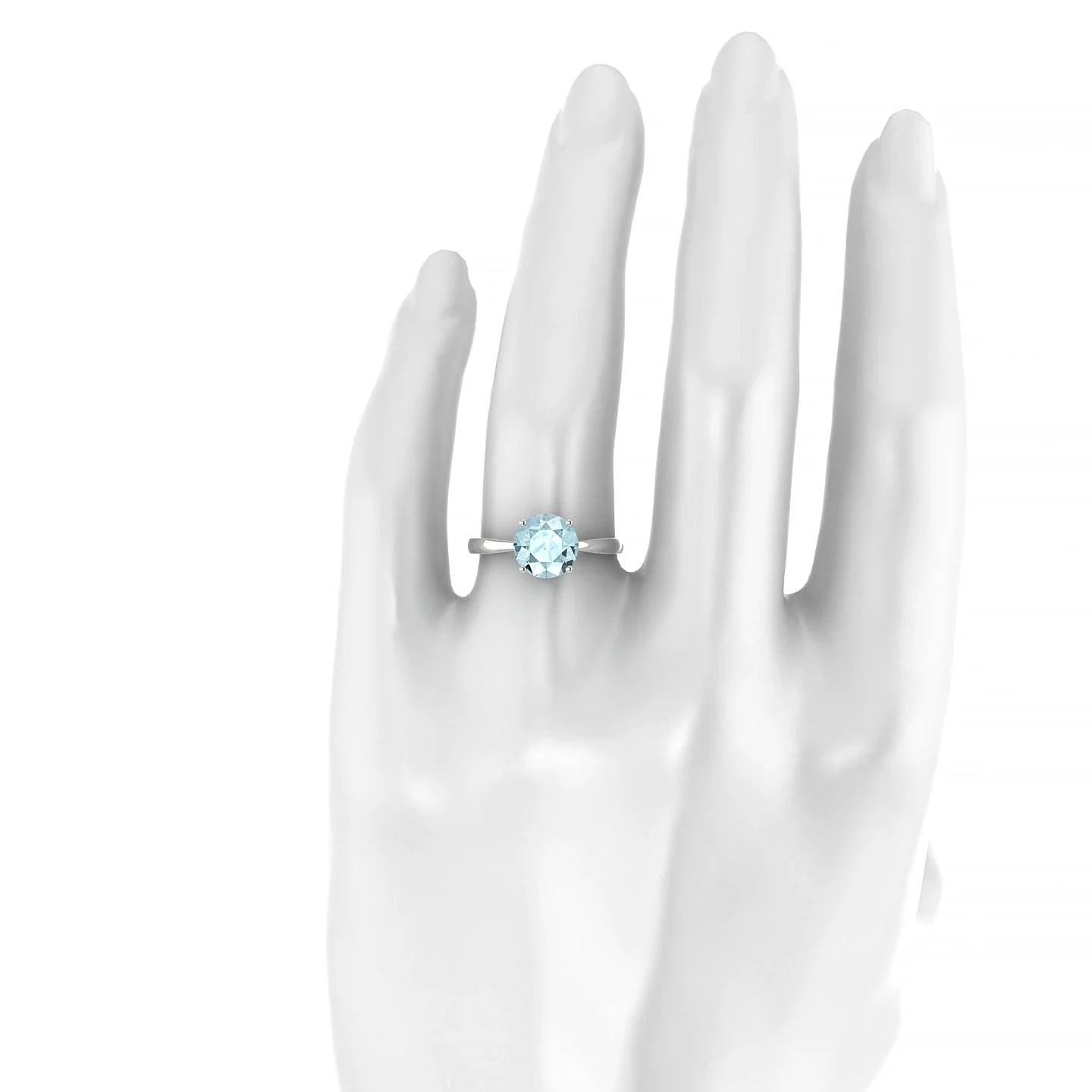 Zenith | 18k White Gold 8 mm Round Aquamarine Ring