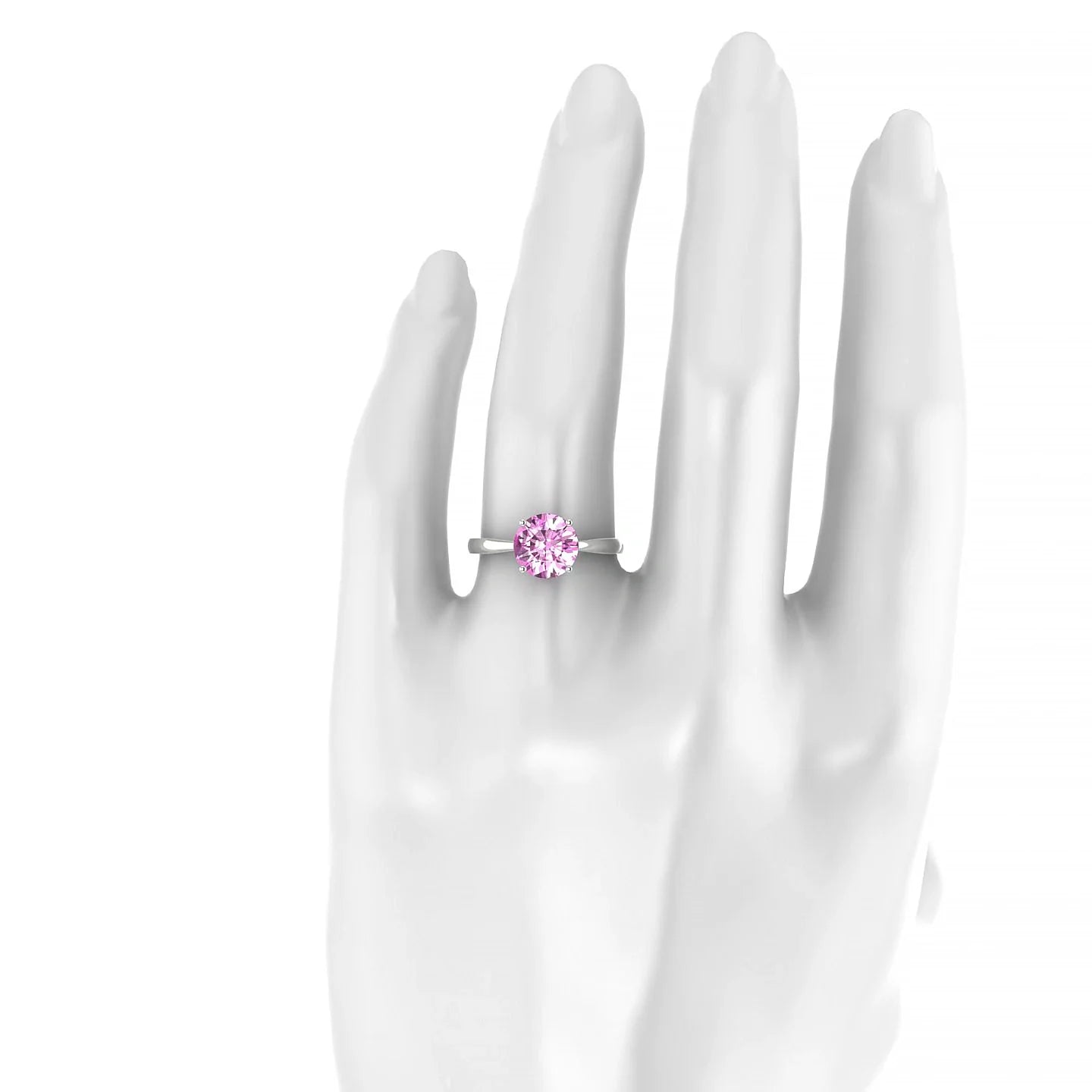 Zenith | 18k White Gold 8 mm Round Pink Sapphire Ring