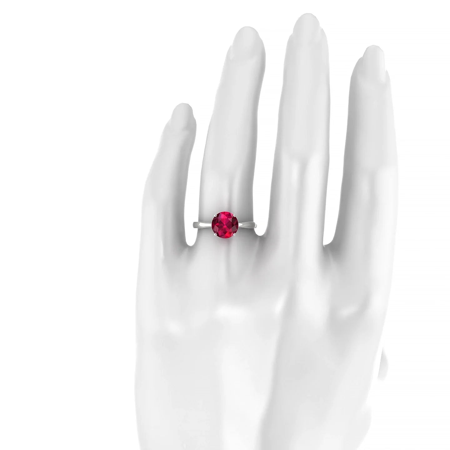 Zenith | 18k White Gold 8 mm Round Ruby Ring