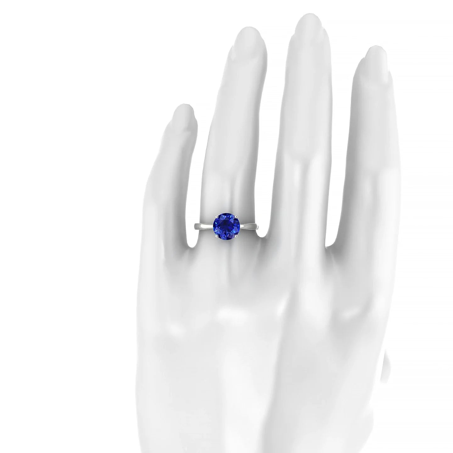 Zenith | 18k White Gold 8 mm Round Sapphire Ring