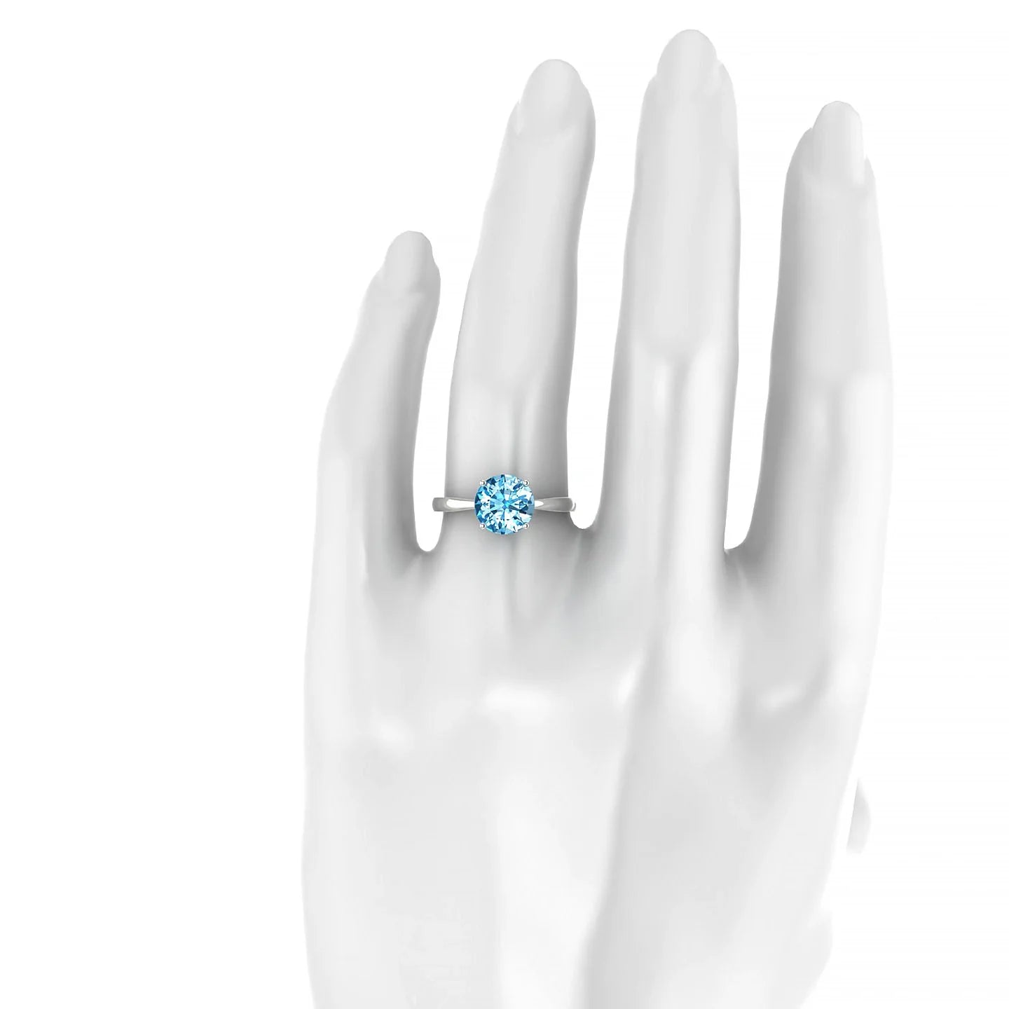 Zenith | 18k White Gold 8 mm Round Topaz Ring