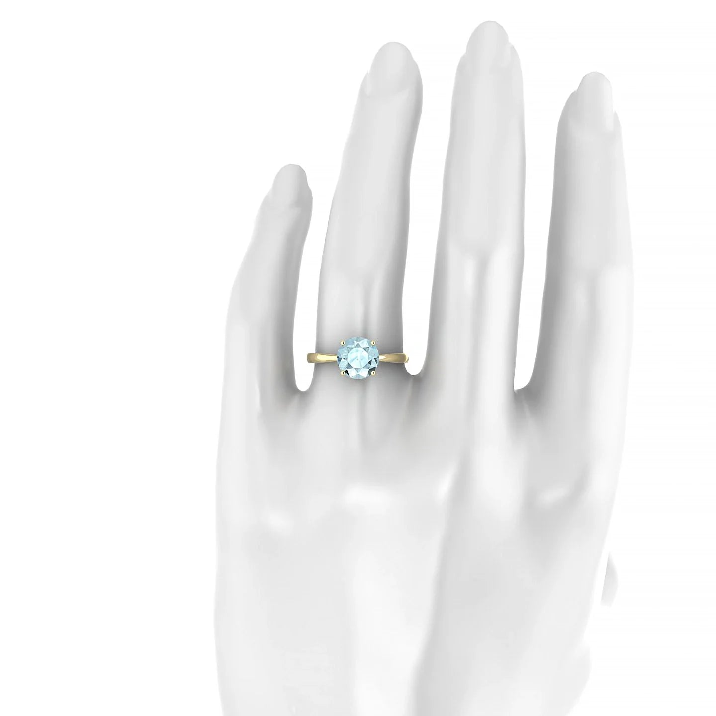 Zenith | 18k Yellow Gold 8 mm Round Aquamarine Ring