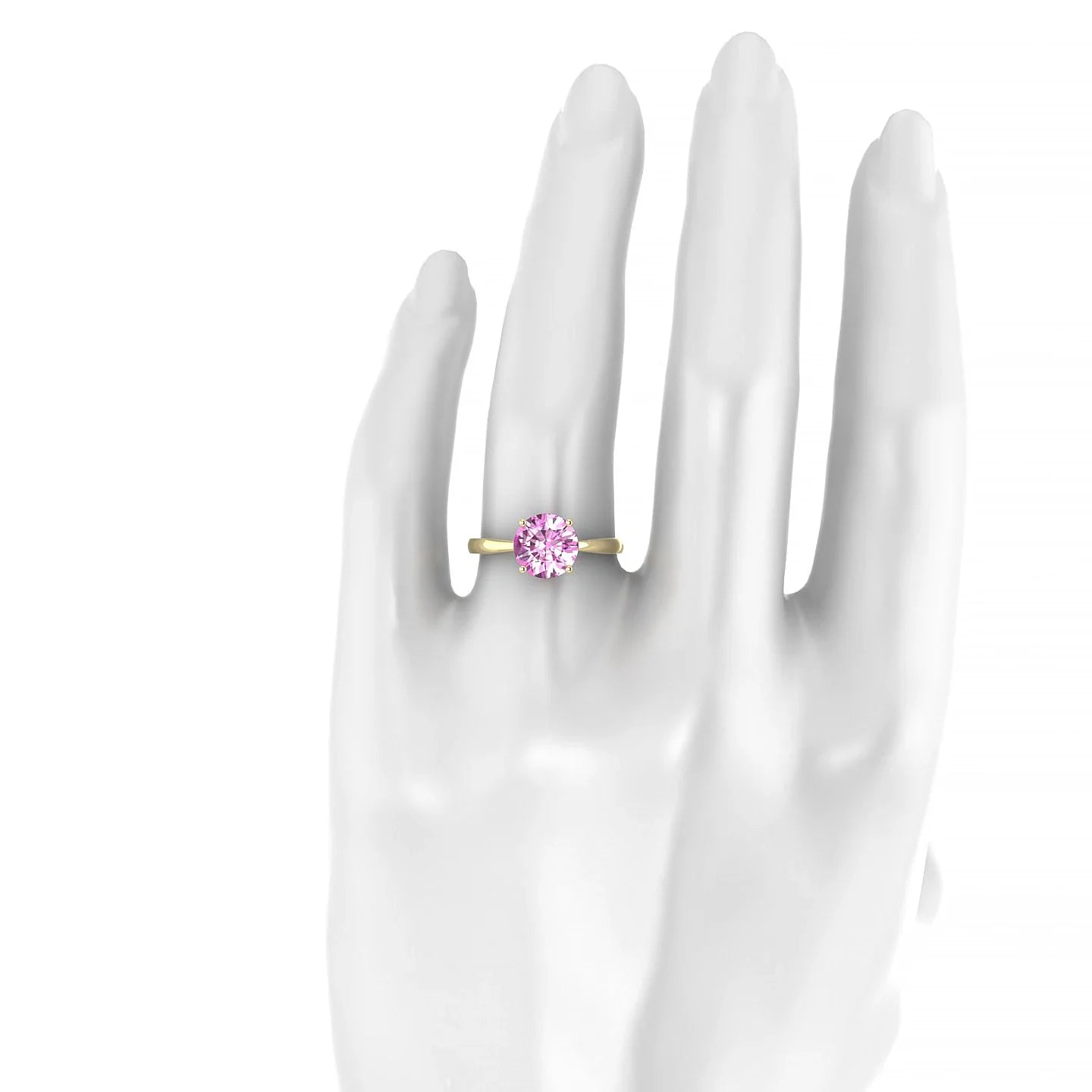 Zenith | 18k Yellow Gold 8 mm Round Pink Sapphire Ring