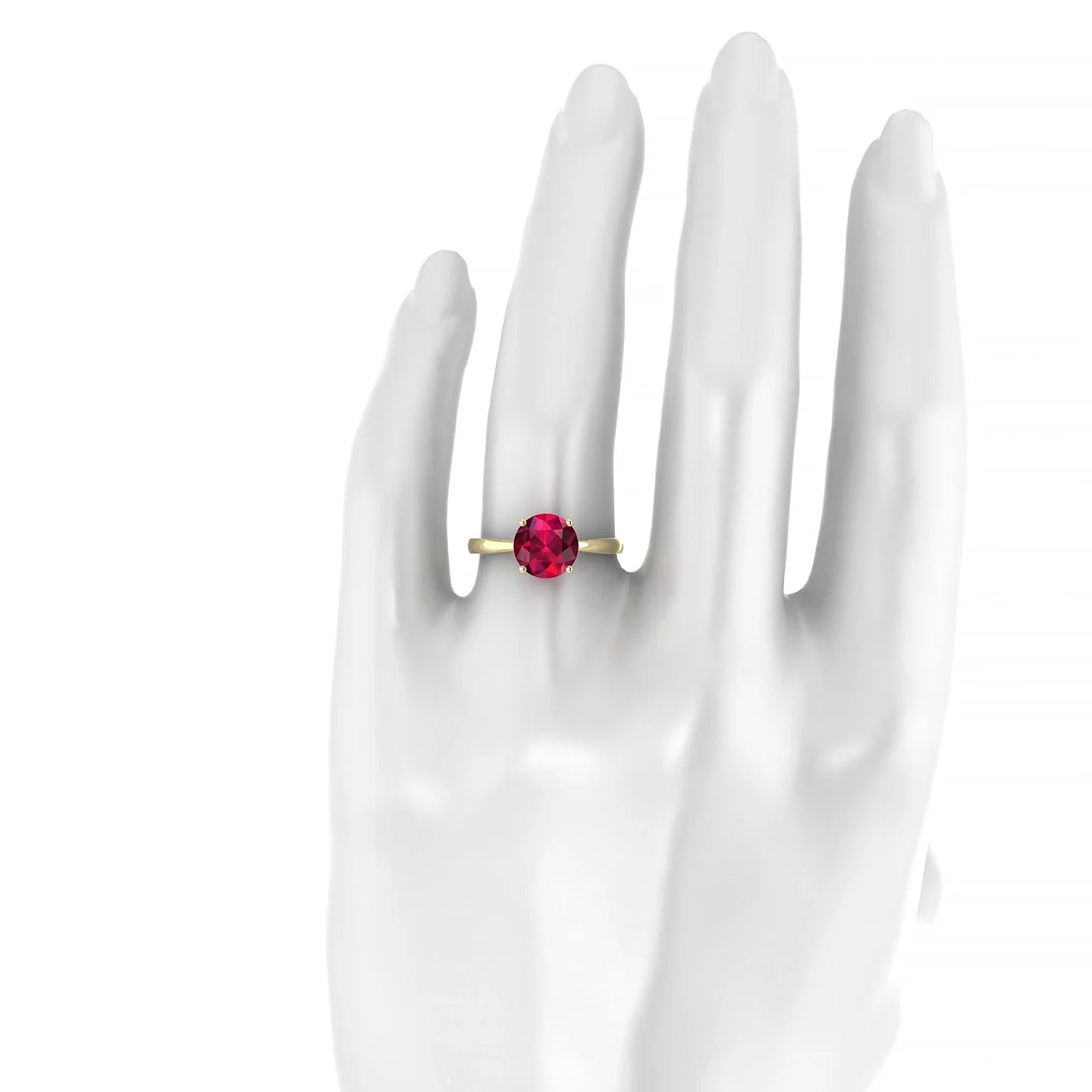 Zenith | 18k Yellow Gold 8 mm Round Ruby Ring