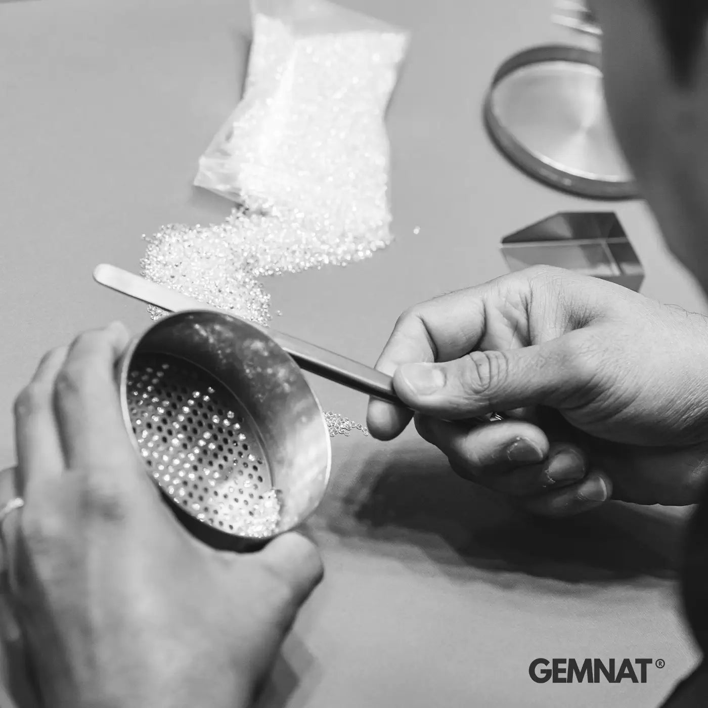 Diamond dealer selecting stones