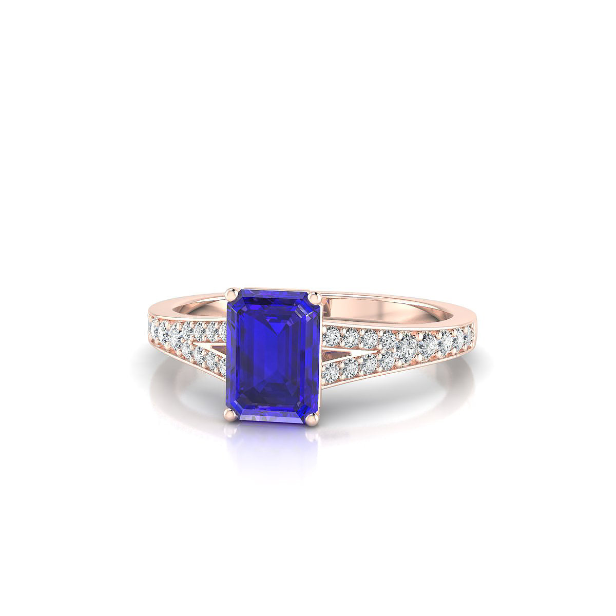 Adore | 18k Rose Gold 7 x 5 mm Emerald Tanzanite Ring