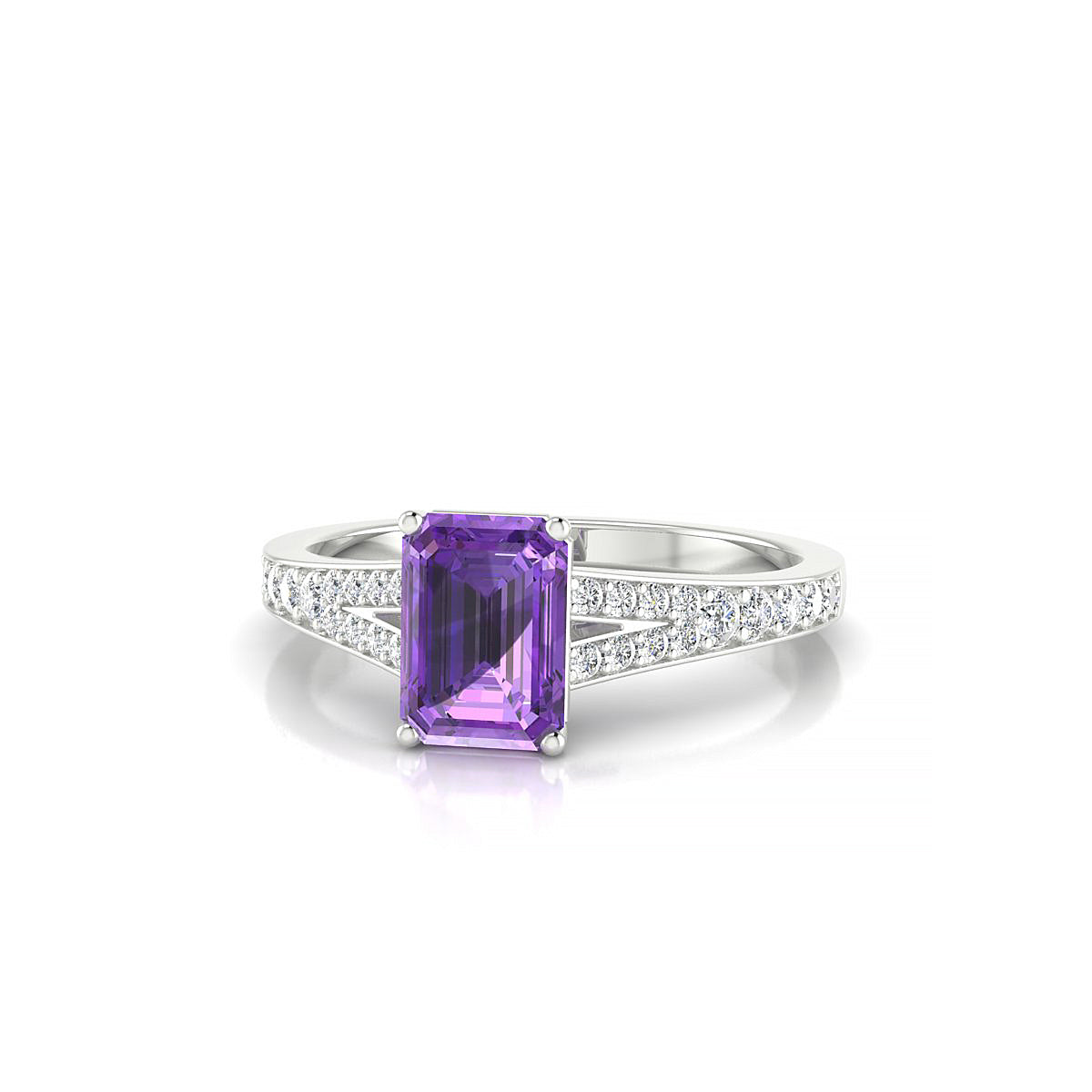 Adore | 18k White Gold 7 x 5 mm Emerald Amethyst Ring
