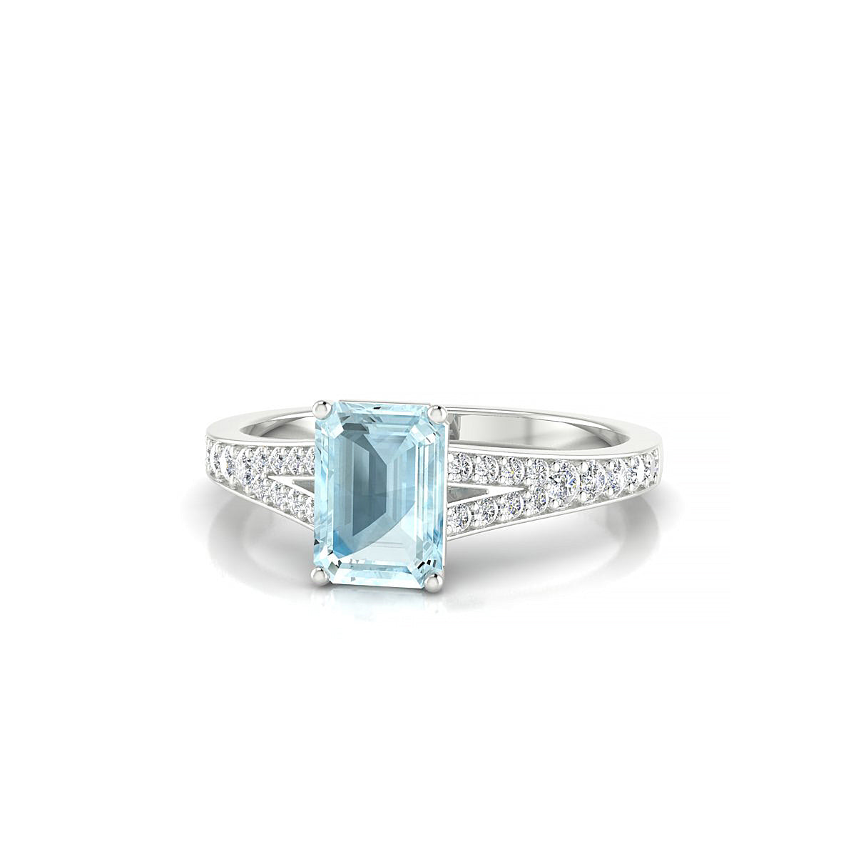 Adore | 18k White Gold 7 x 5 mm Emerald Aquamarine Ring