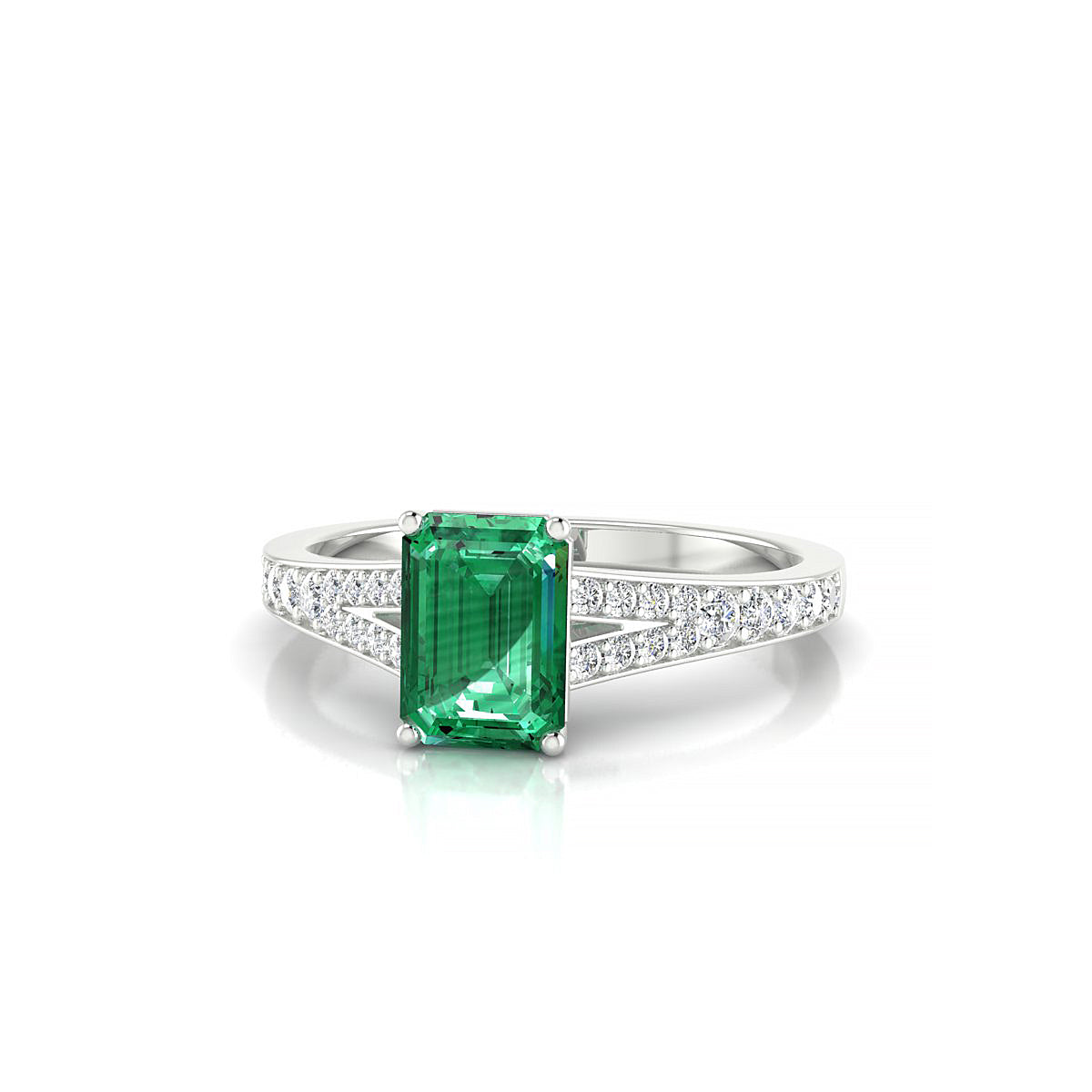 Adore | 18k White Gold 7 x 5 mm Emerald Emerald Ring