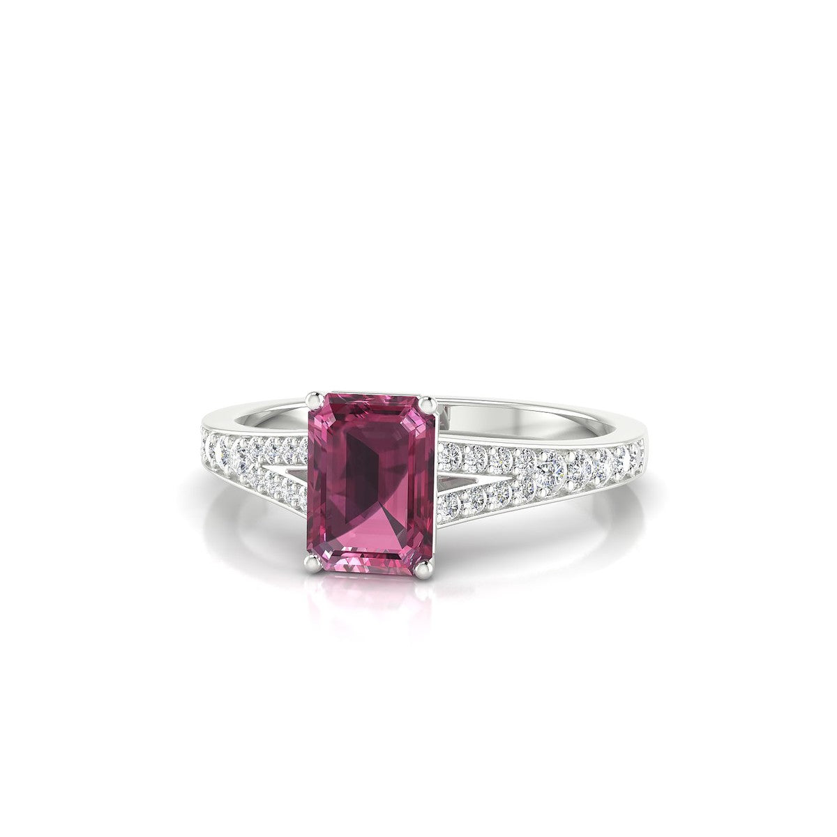 Adore | 18k White Gold 7 x 5 mm Emerald Rhodolite Ring
