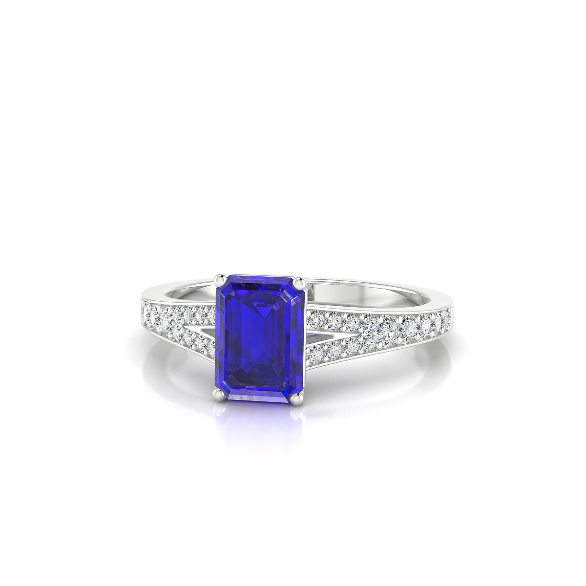 Adore | 18k White Gold 7 x 5 mm Emerald Tanzanite Ring
