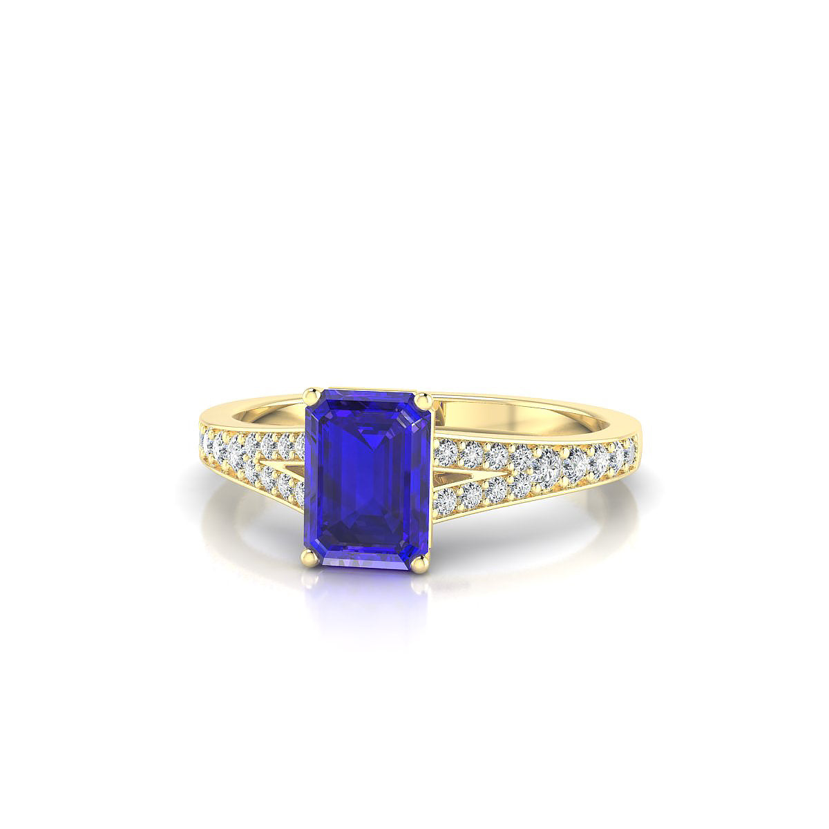 Adore | 18k Yellow Gold 7 x 5 mm Emerald Tanzanite Ring