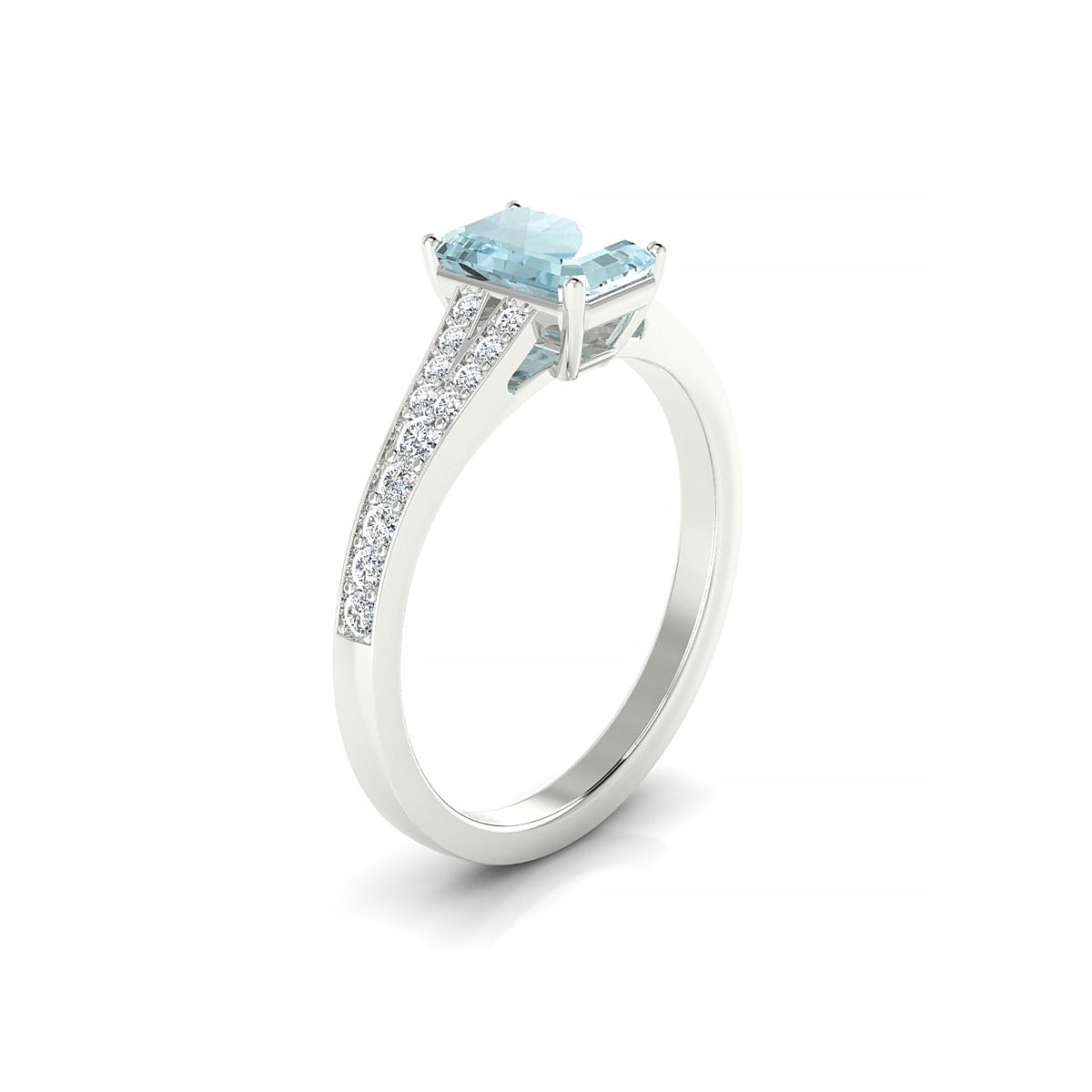 Adore | 18k White Gold 7 x 5 mm Emerald Aquamarine Ring