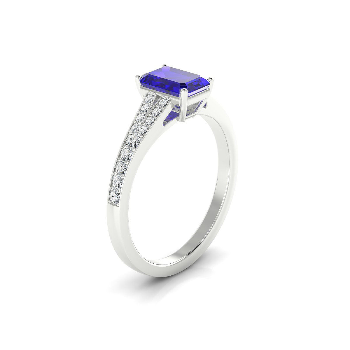 Adore | 18k White Gold 7 x 5 mm Emerald Tanzanite Ring