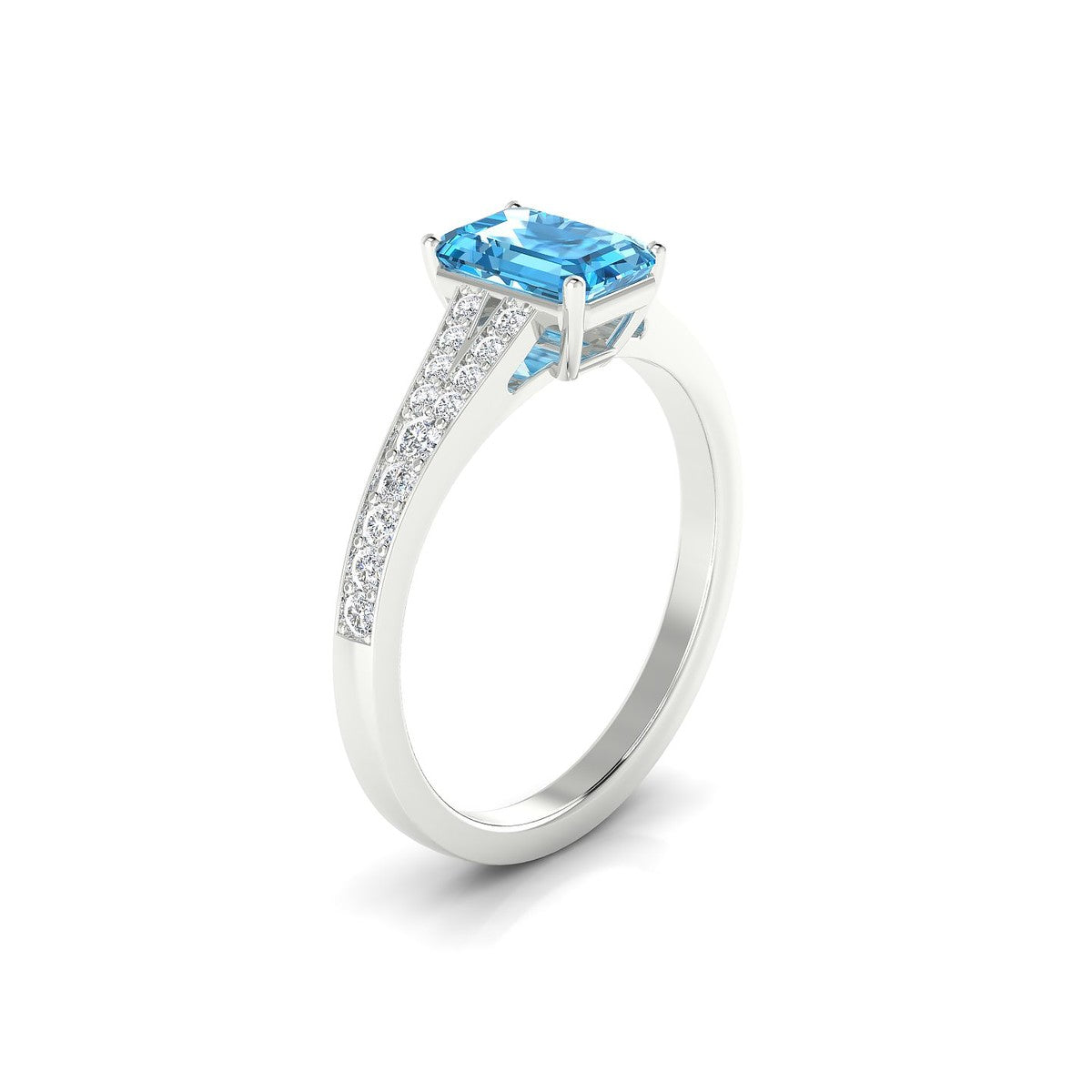 Adore | 18k White Gold 7 x 5 mm Emerald Topaz Ring