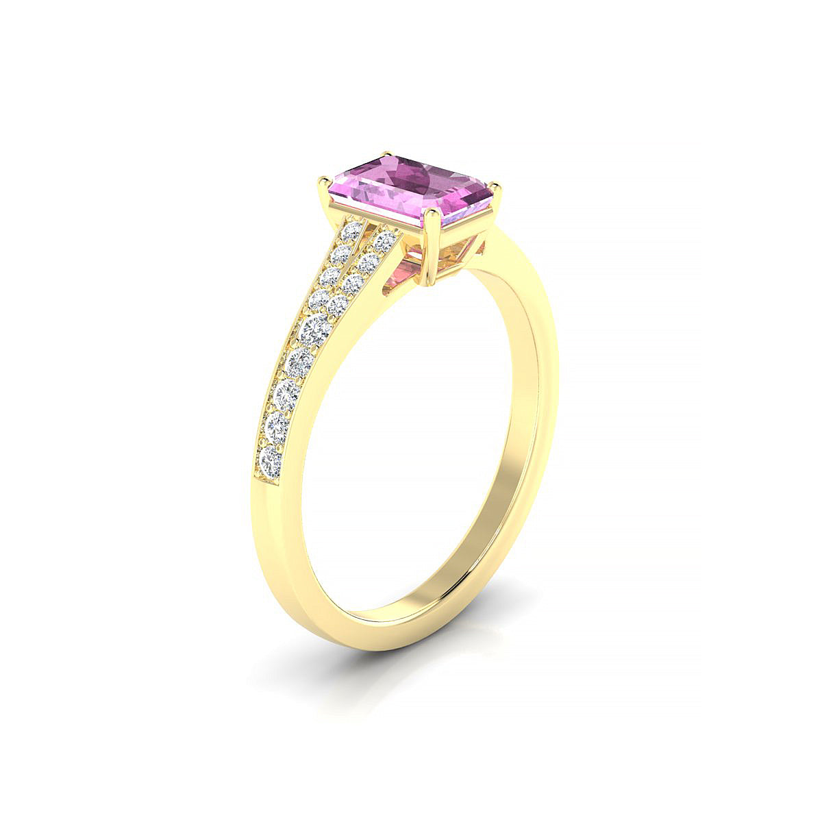 Adore | 18k Yellow Gold 7 x 5 mm Emerald Pink Sapphire Ring