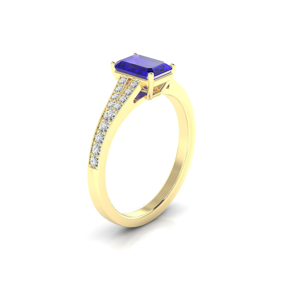 Adore | 18k Yellow Gold 7 x 5 mm Emerald Tanzanite Ring