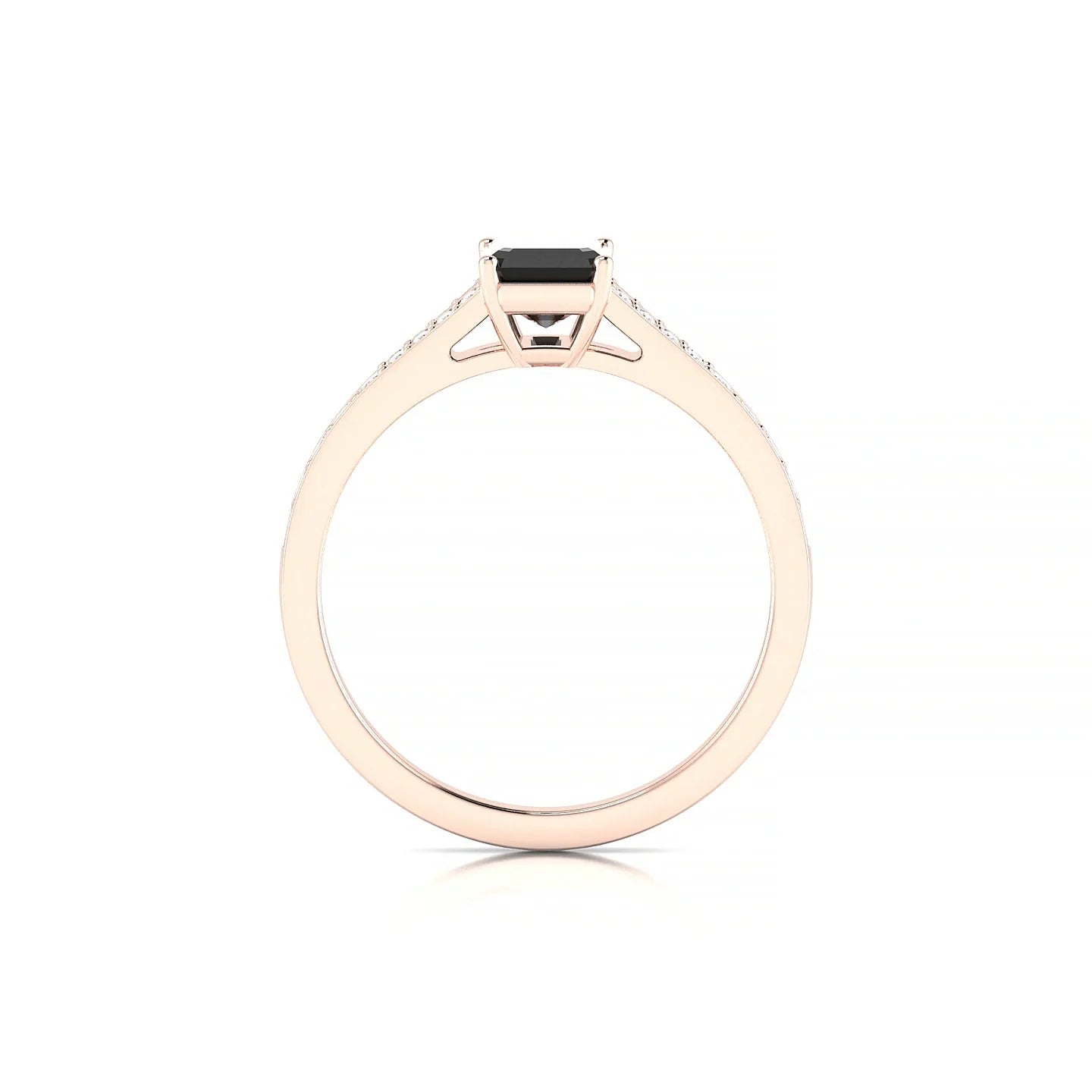 Adore | 18k Rose Gold 7 x 5 mm Emerald Black Diamond Ring