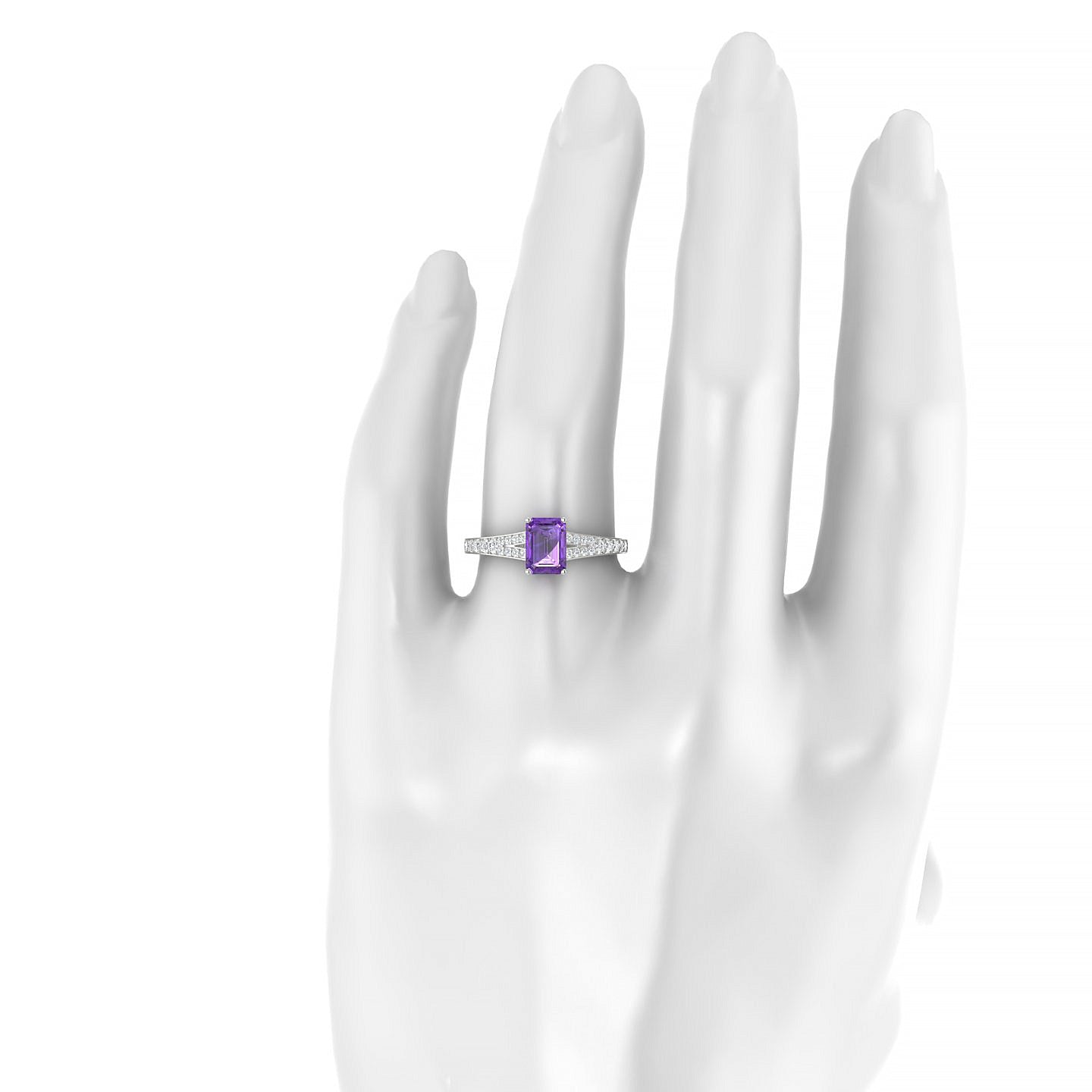 Adore | 18k White Gold 7 x 5 mm Emerald Amethyst Ring