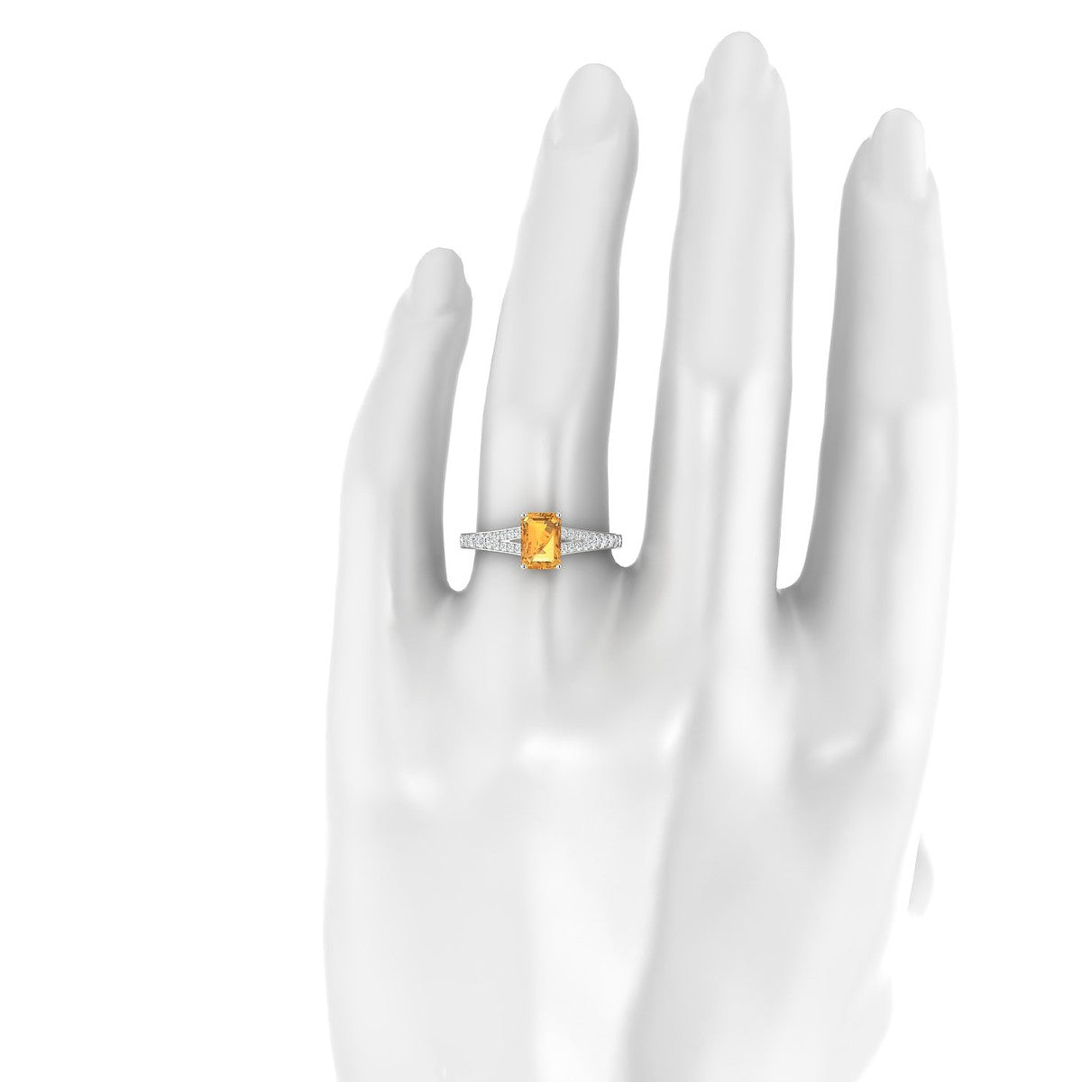 Adore | 18k White Gold 7 x 5 mm Emerald Citrine Ring