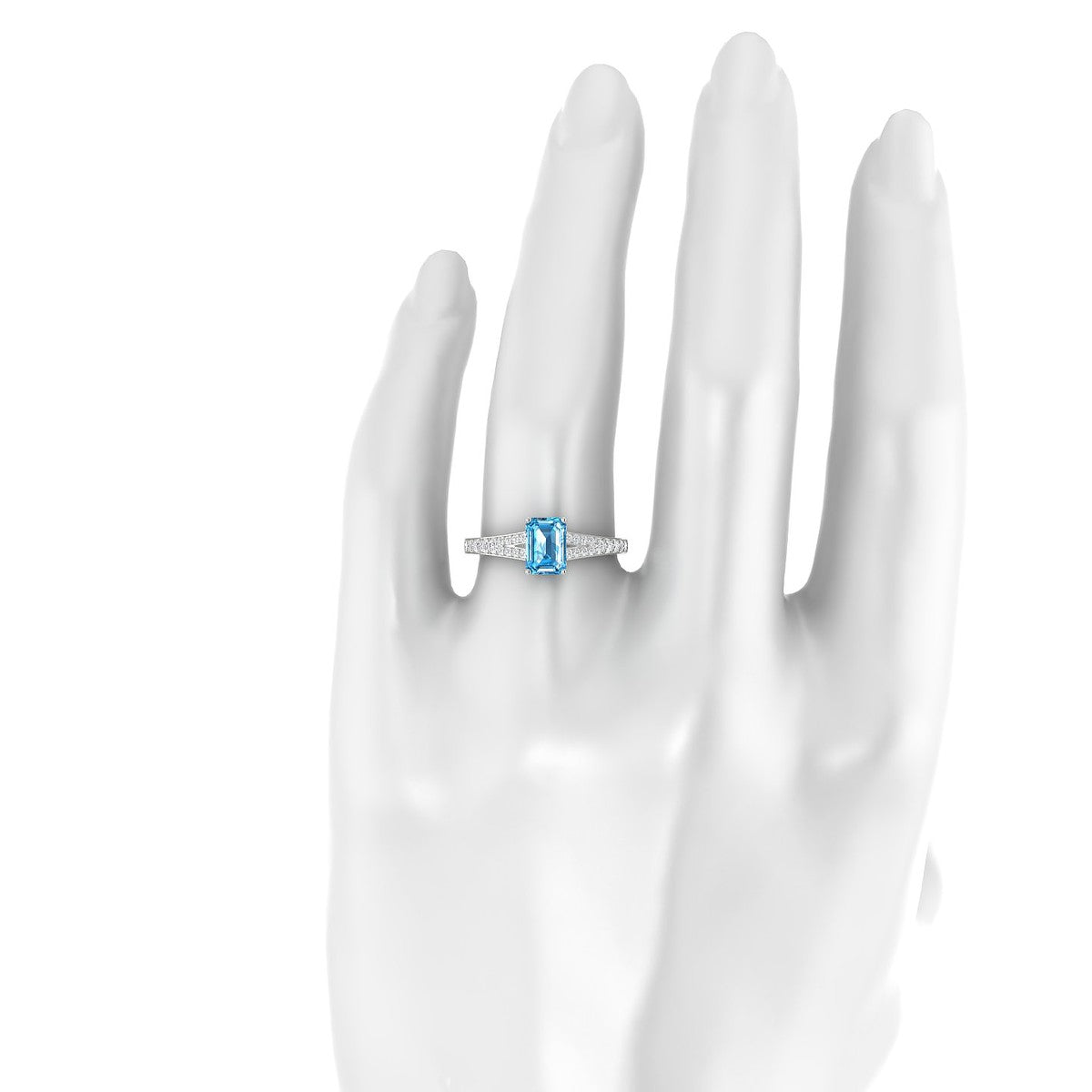 Adore | 18k White Gold 7 x 5 mm Emerald Topaz Ring